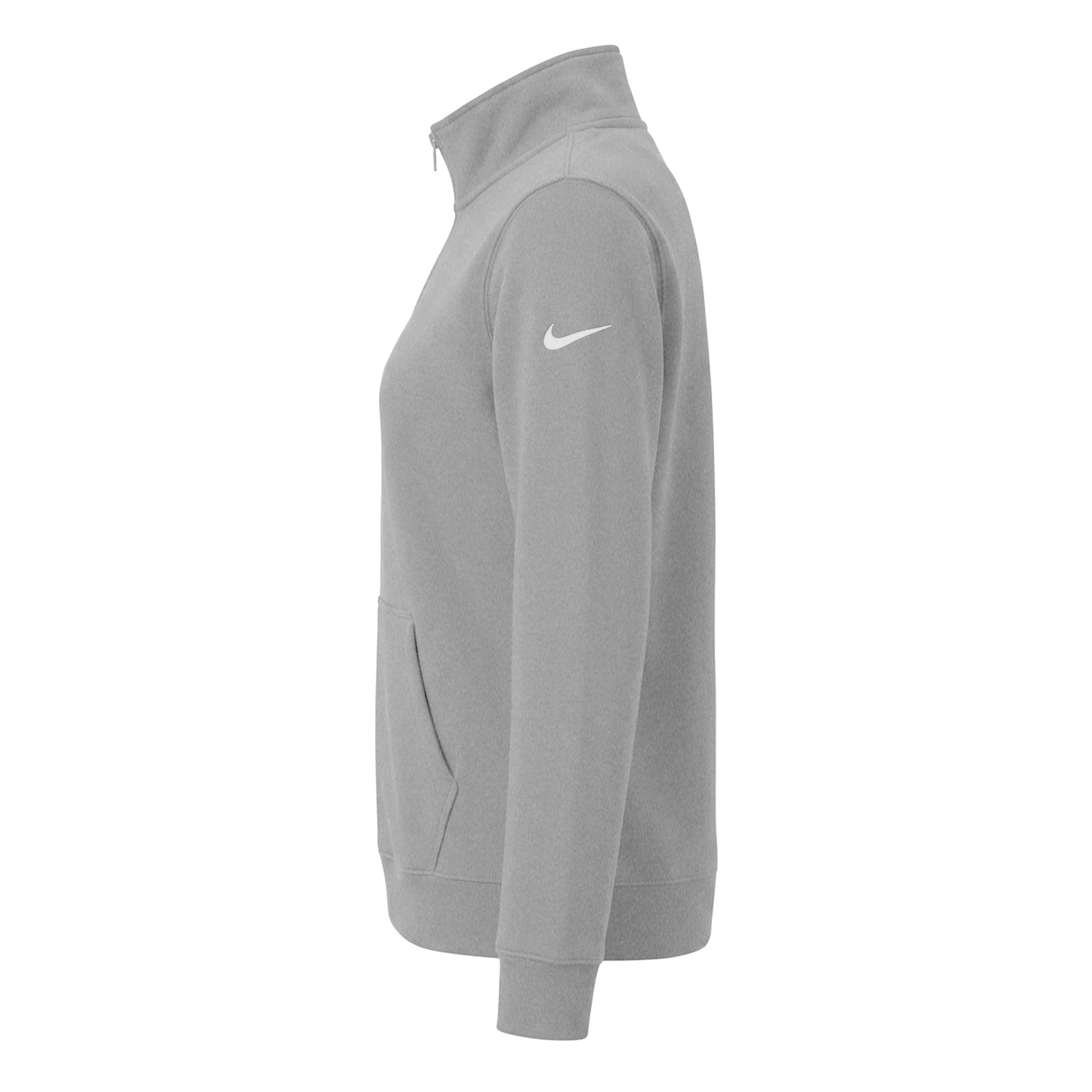 Nike NKDX6720 custom quarter-zip in dark grey heather, left side view