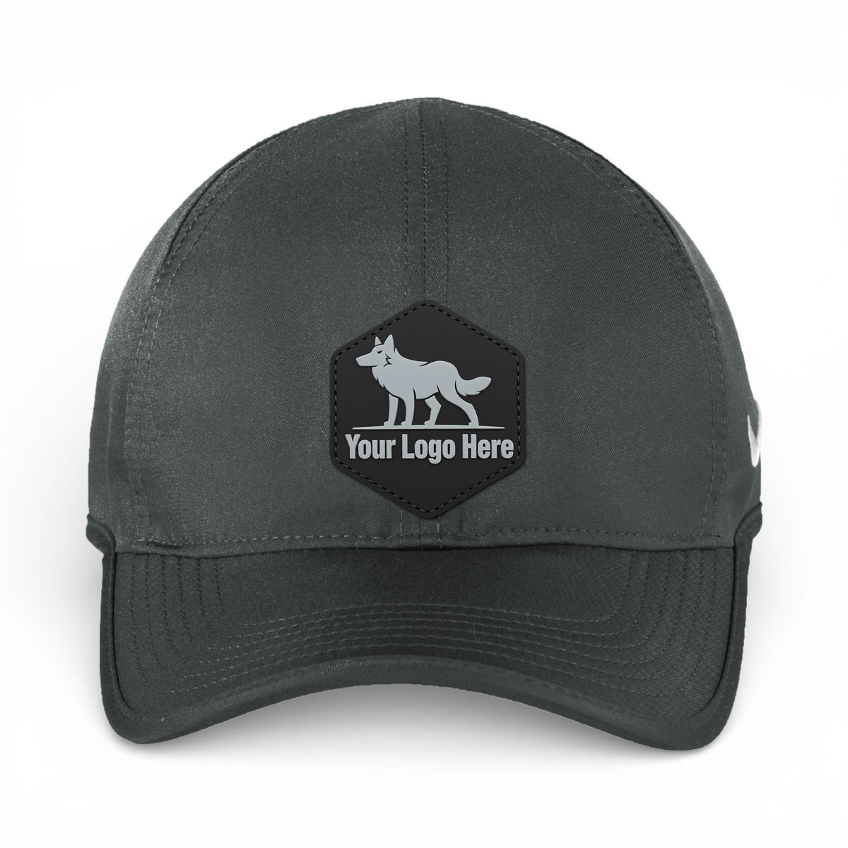 PVC patch preview of Nike NKFB5666 custom hat in anthracite