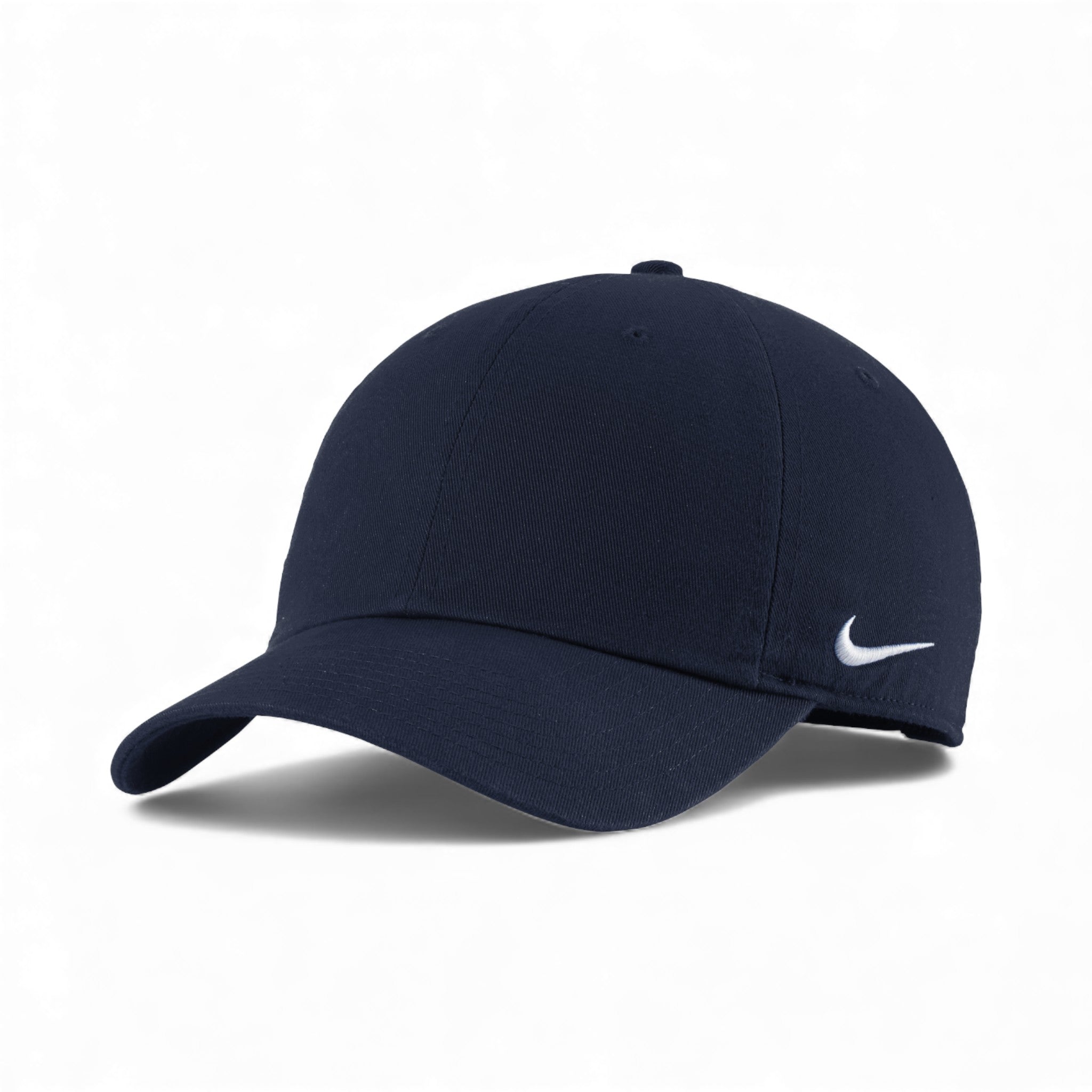 Left side view of Nike NKFB5677 custom hat in college navy