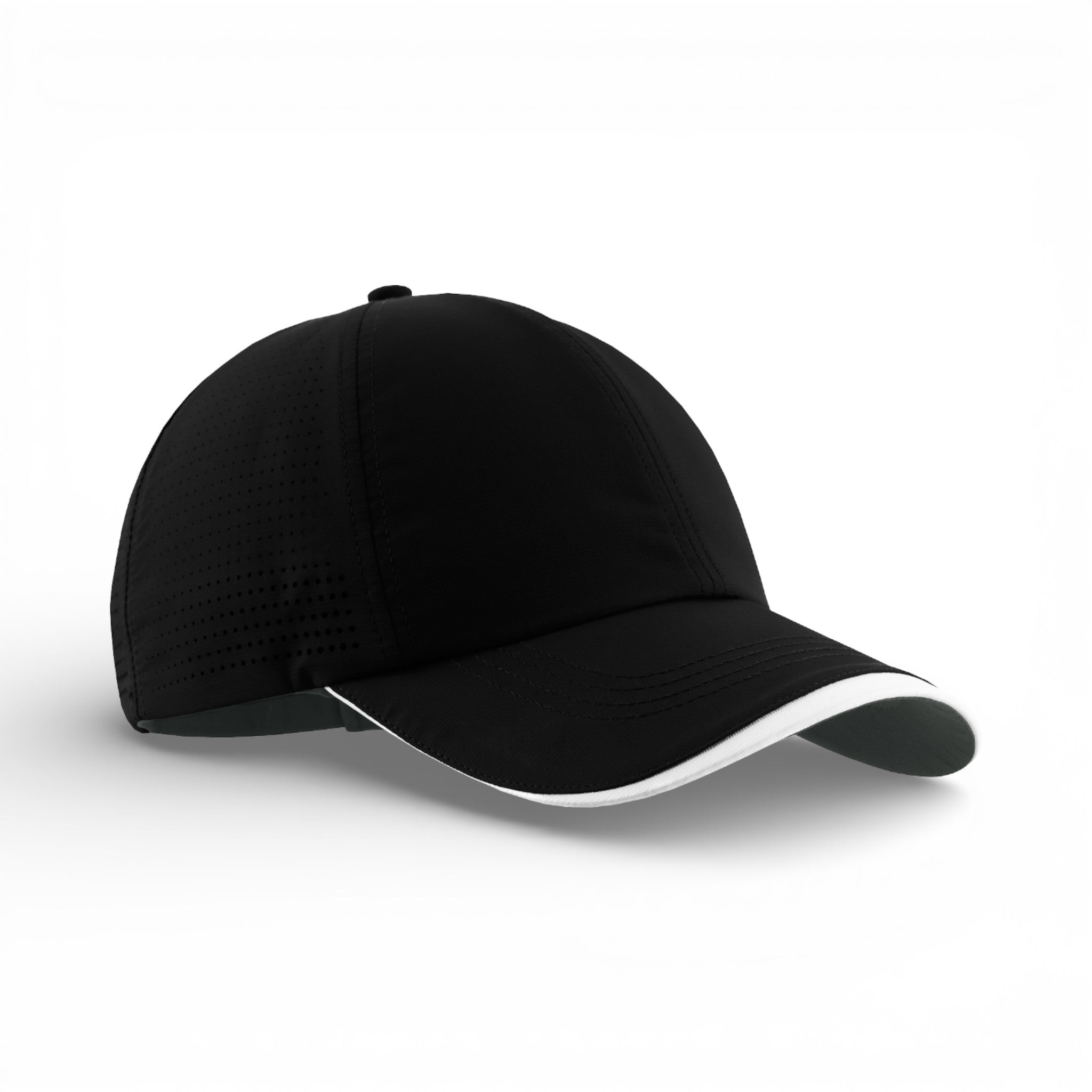 Right side view of Nike NKFB6445 custom hat in black and white