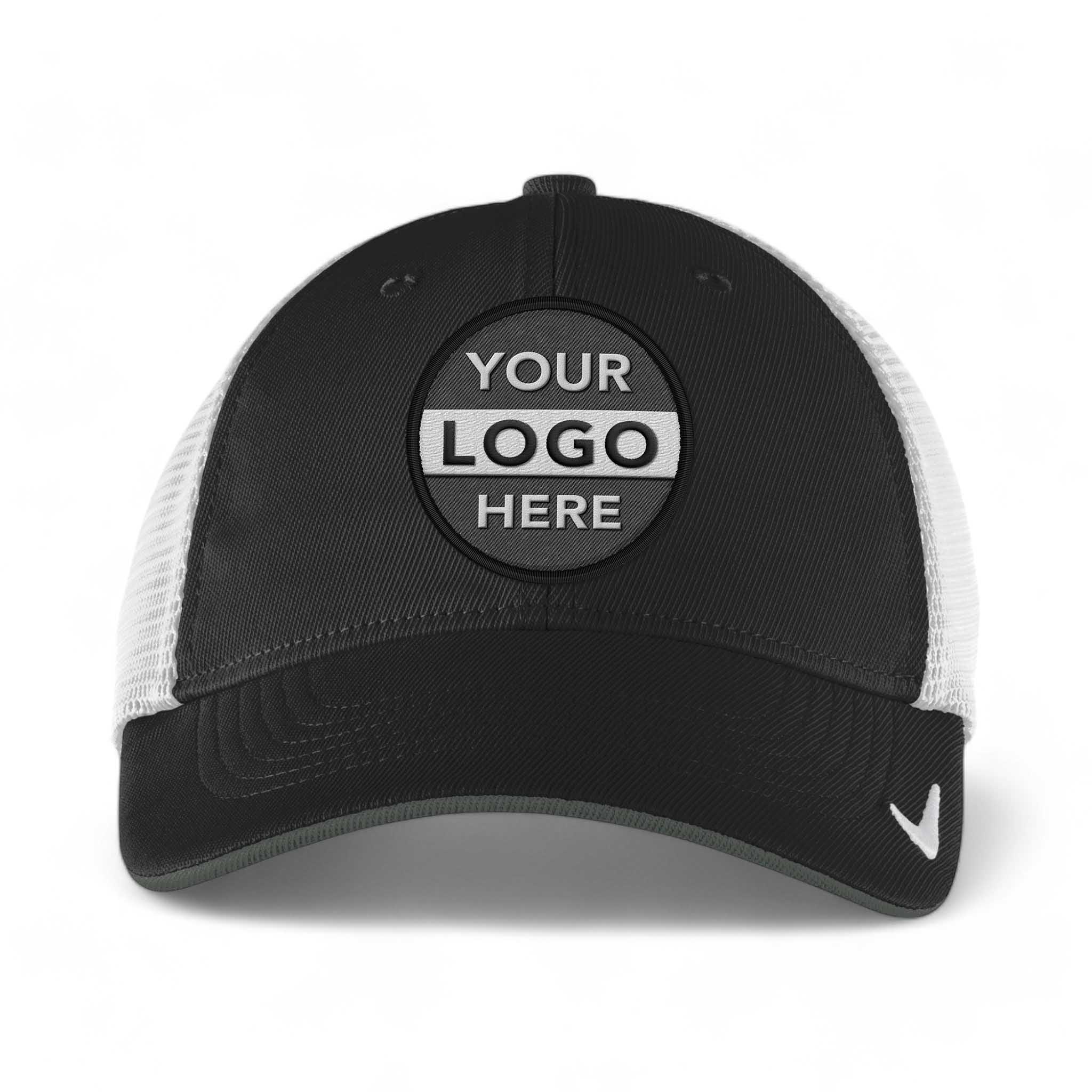 Nike NKFB6448 custom embroidered patch hat in black and white