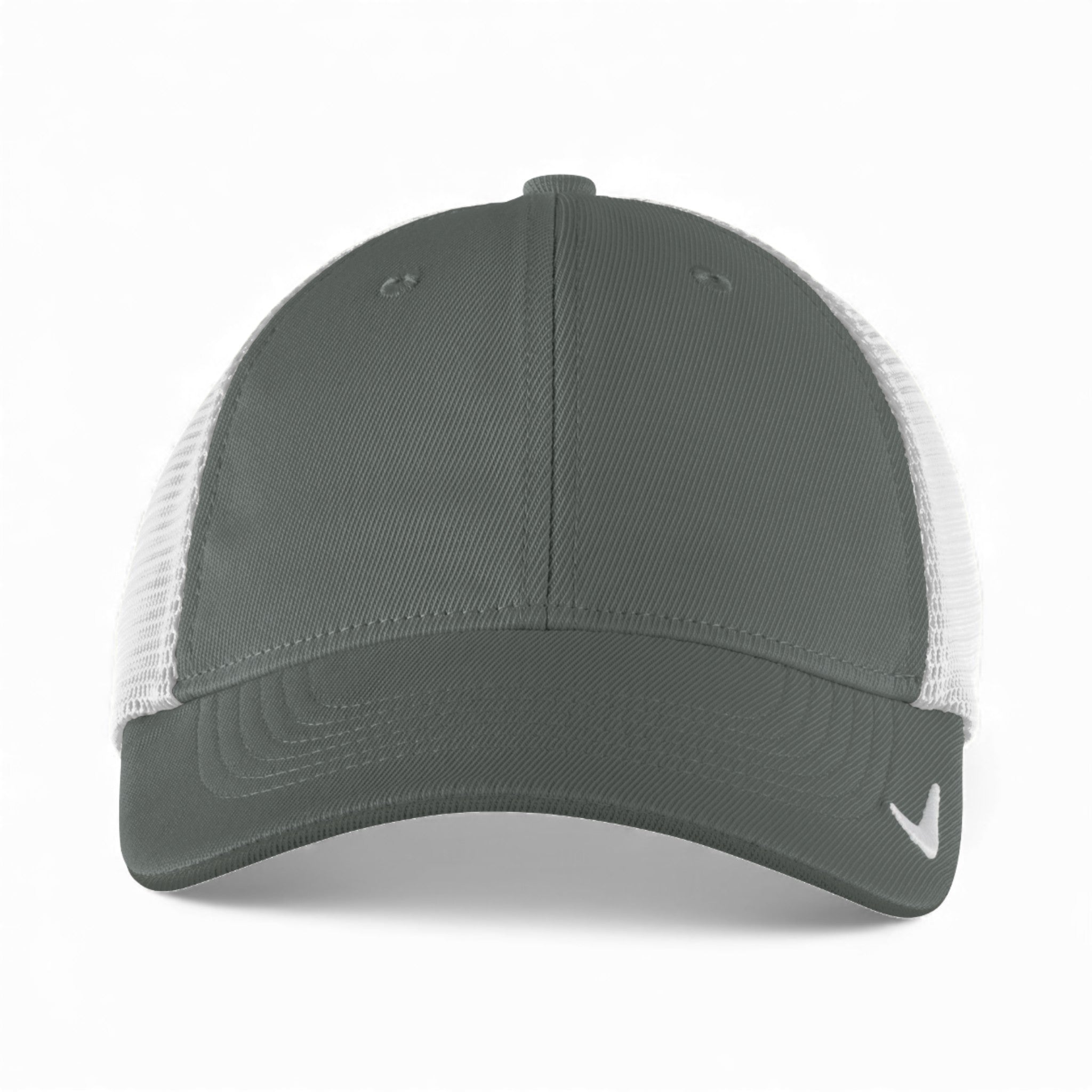 Front view of Nike NKFB6448 custom hat in anthracite and white