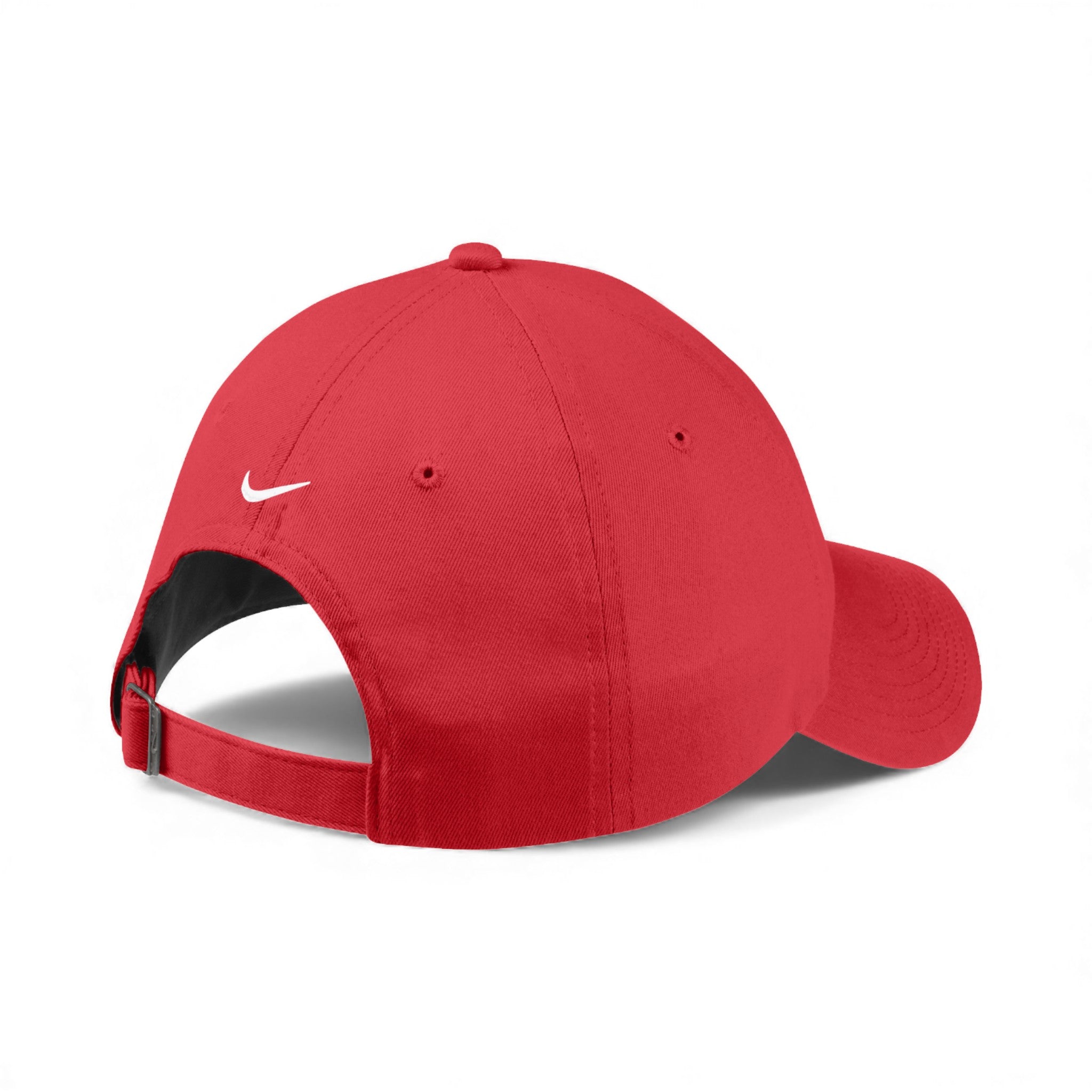 Back view of Nike NKFB6449 custom hat in gym red
