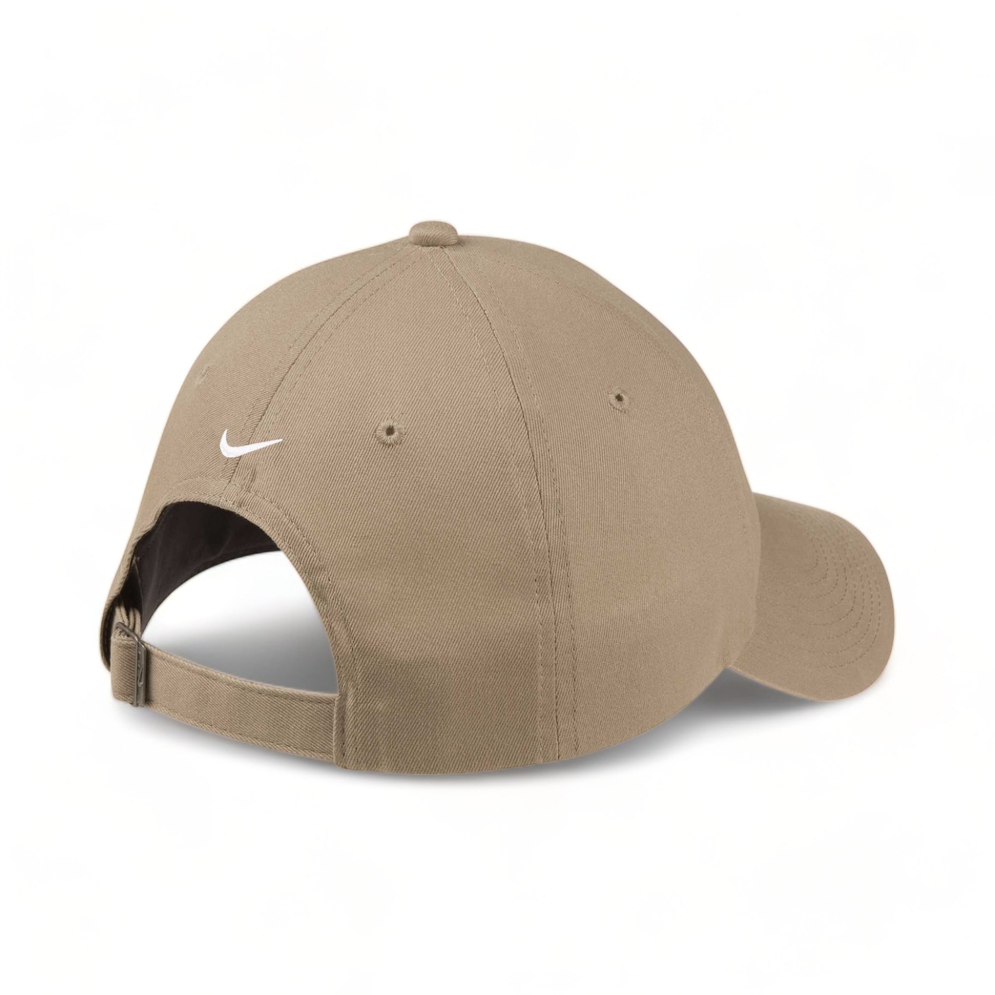 Back view of Nike NKFB6449 custom hat in khaki