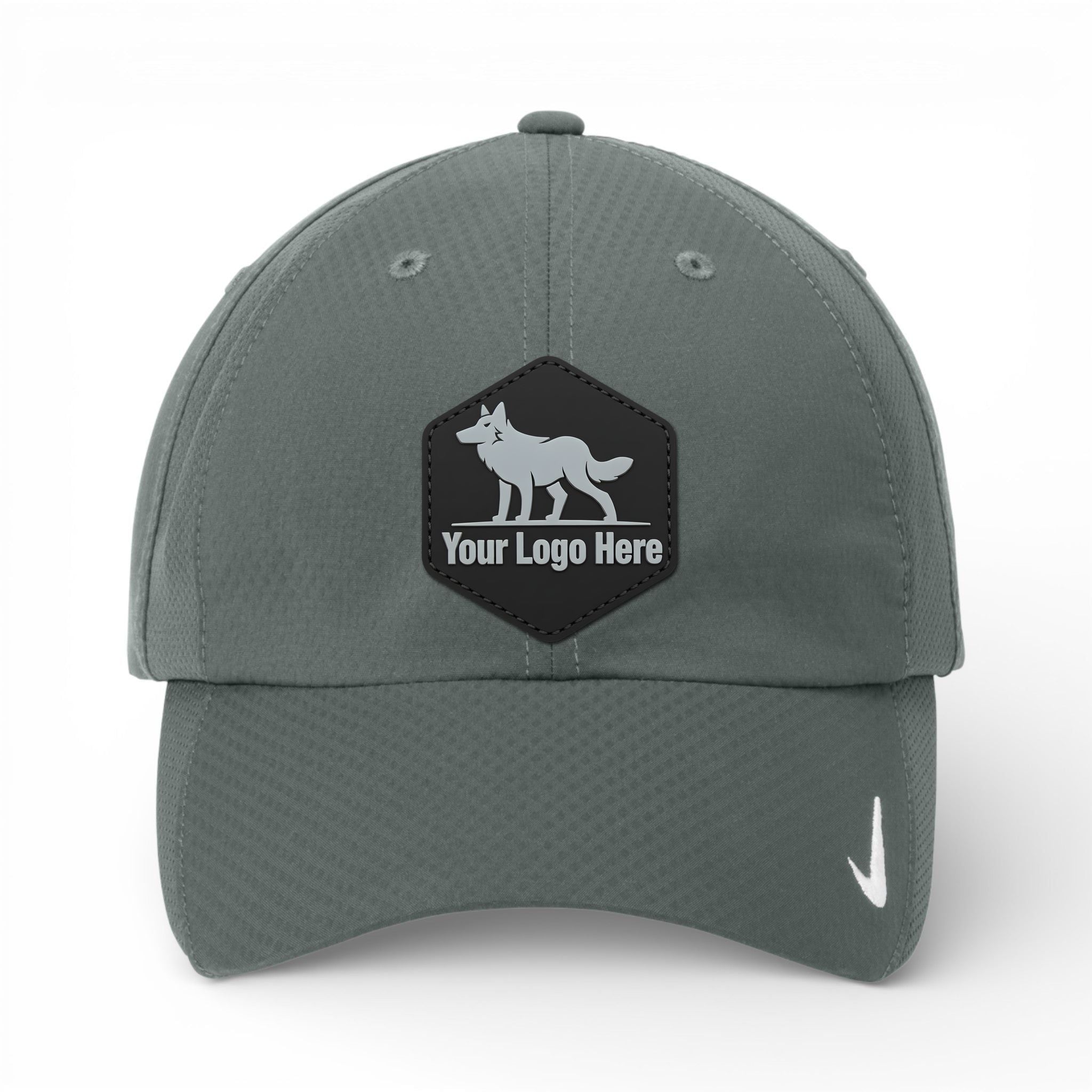 PVC patch preview of Nike NKFD9709 custom hat in anthracite
