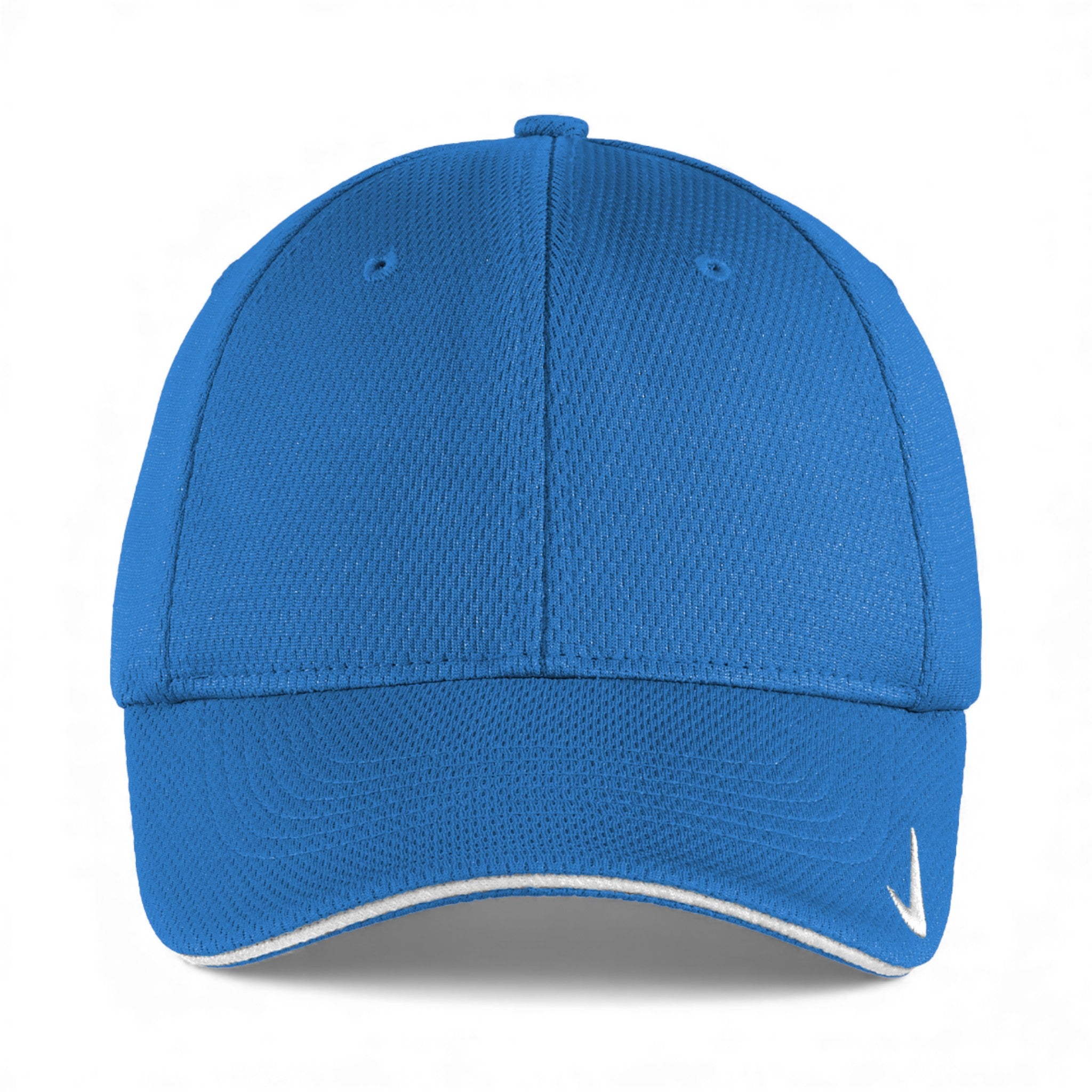 Front view of Nike NKFD9718 custom hat in game royal and white