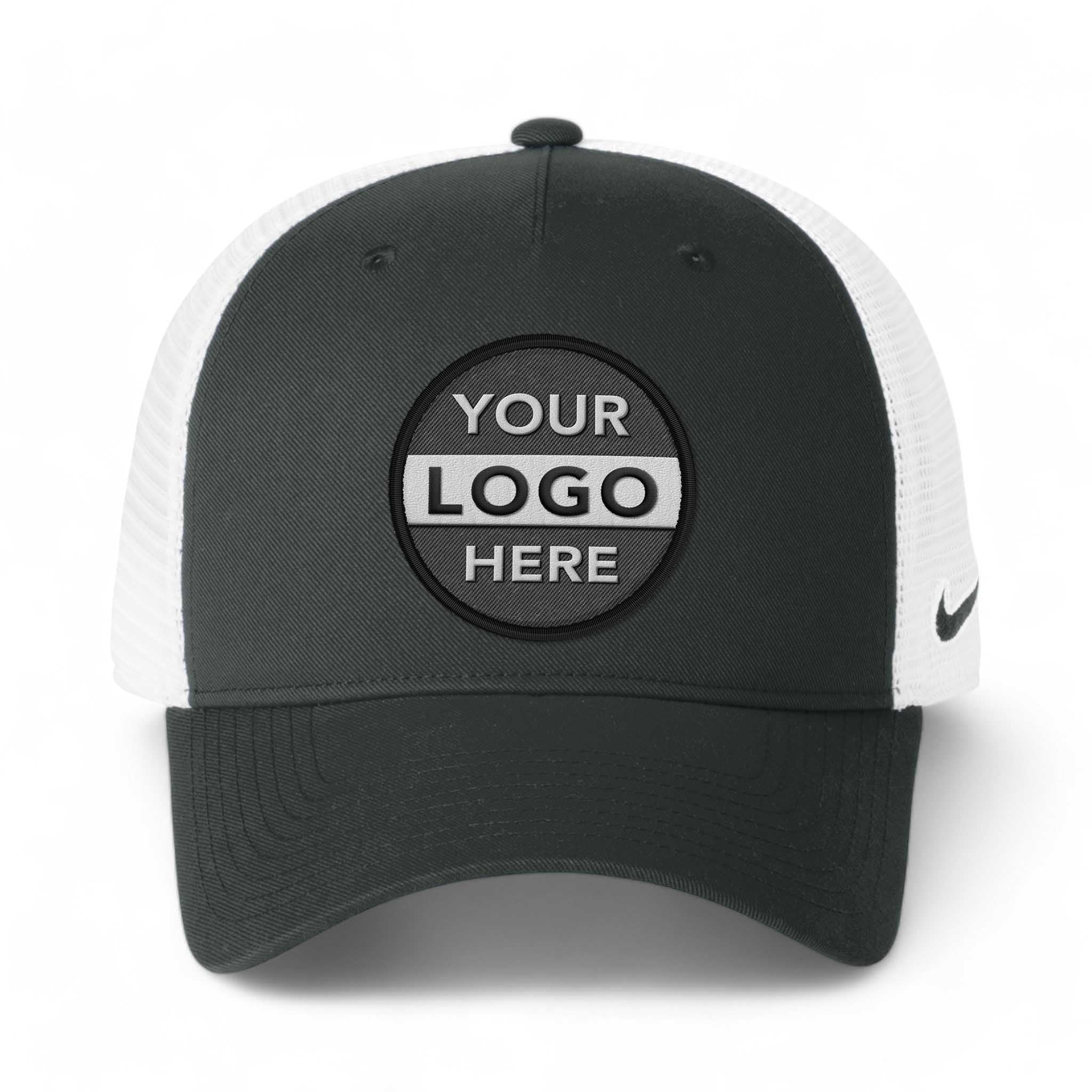 Nike NKFN9893 custom embroidered patch hat in anthracite and white