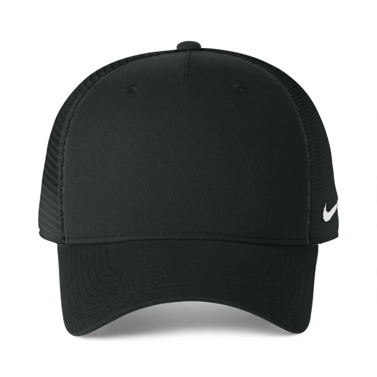 Front view of Nike NKFN9893 custom hat in black and black