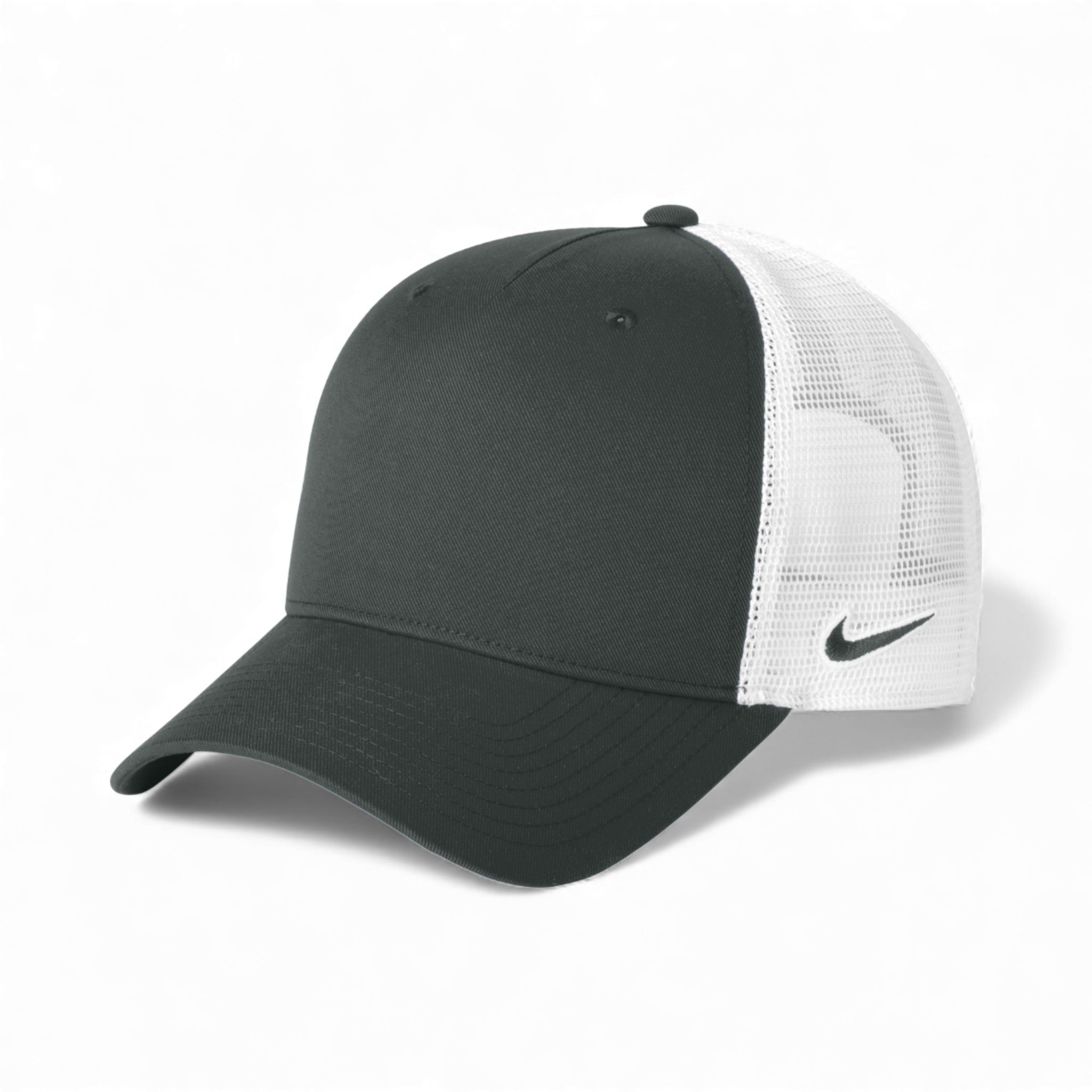 Left side view of Nike NKFN9893 custom hat in anthracite and white