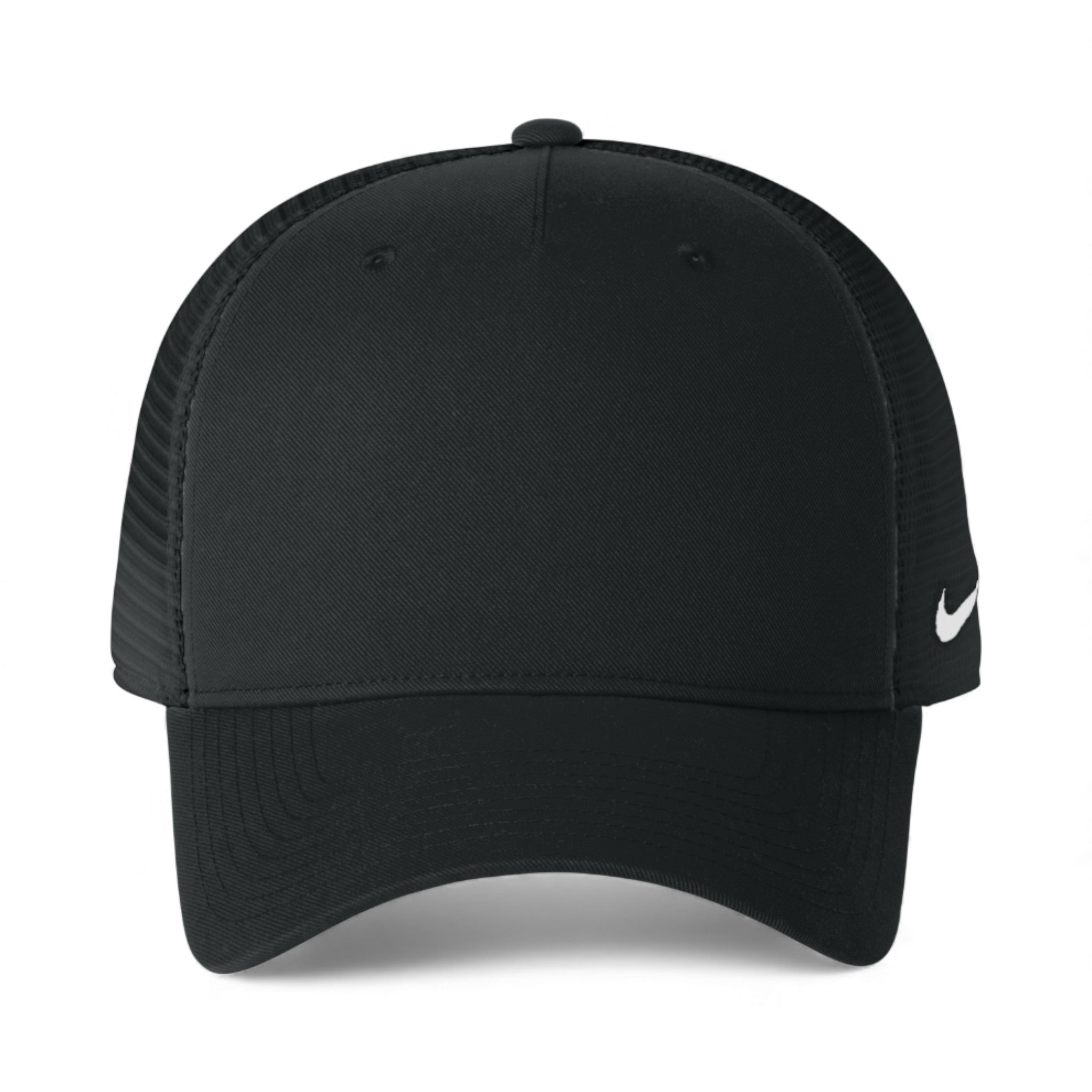 Front view of Nike NKFN9893 custom hat in black and black