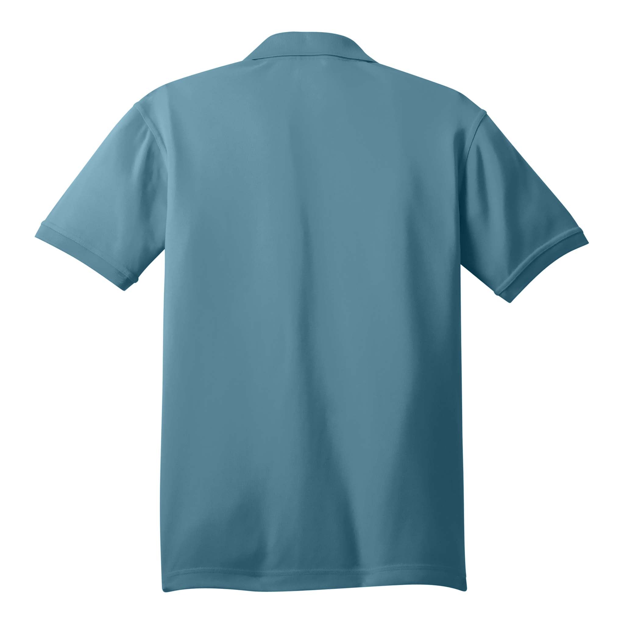 OGIO OG101 custom polo in blue mist, back view
