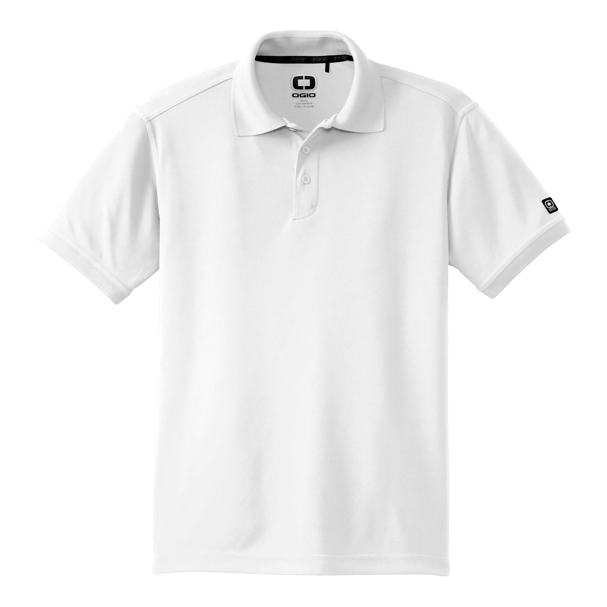 OGIO OG101 custom polo in bright white, front view