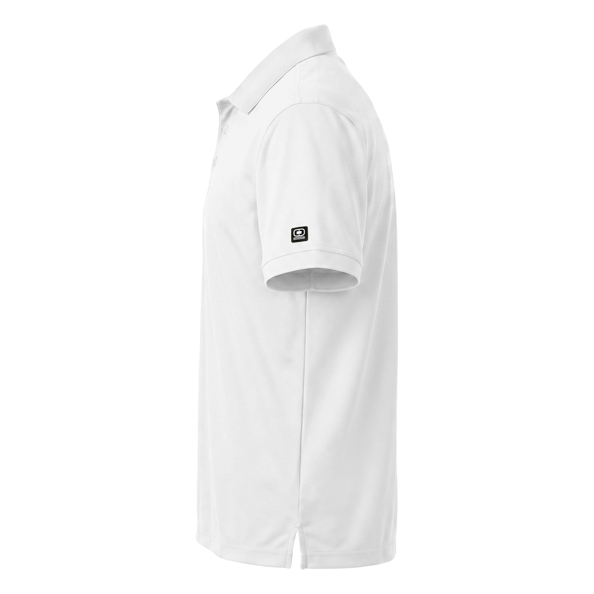 OGIO OG101 custom polo in bright white, left side view