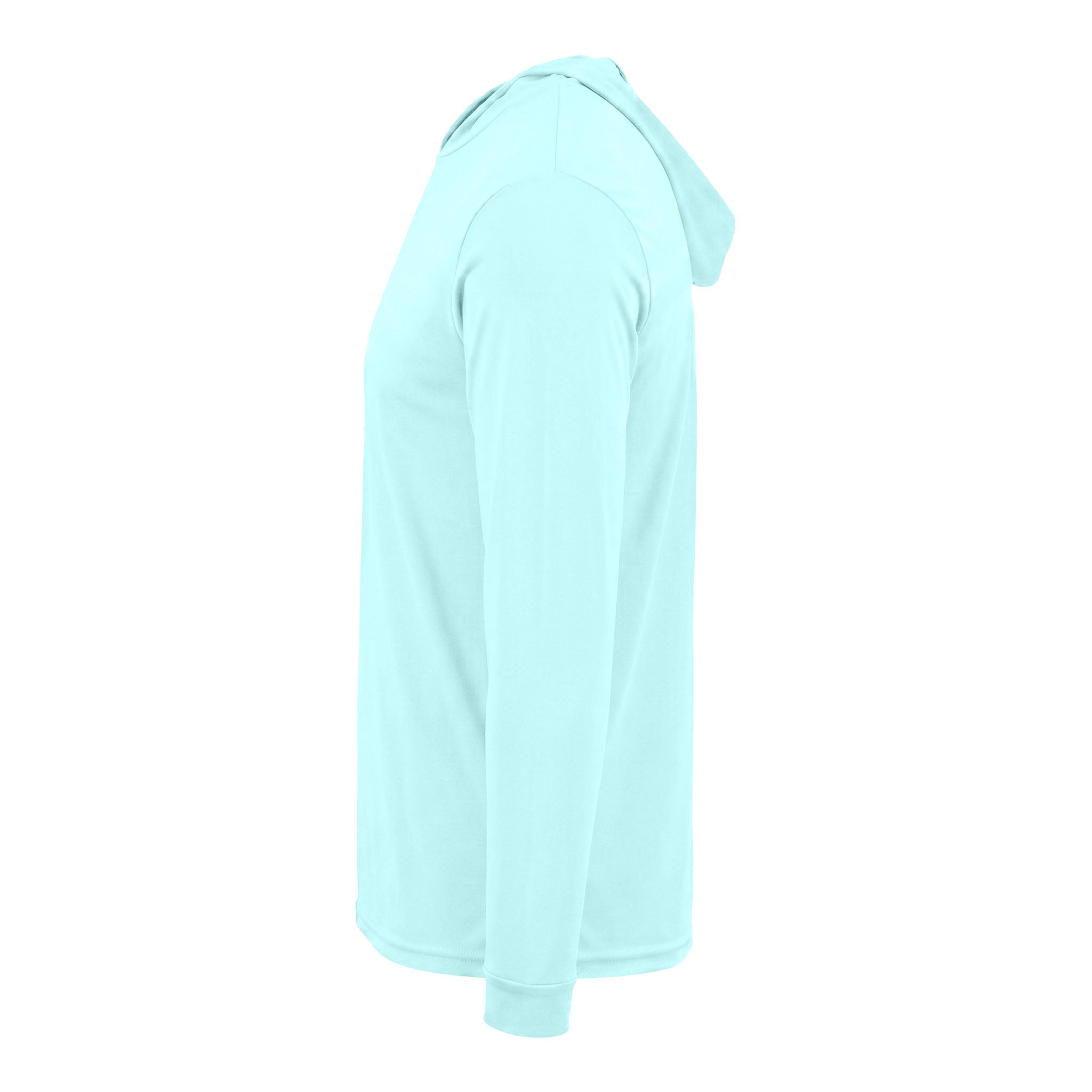 Paragon 220 custom long sleeve t-shirt in aqua blue, left side view
