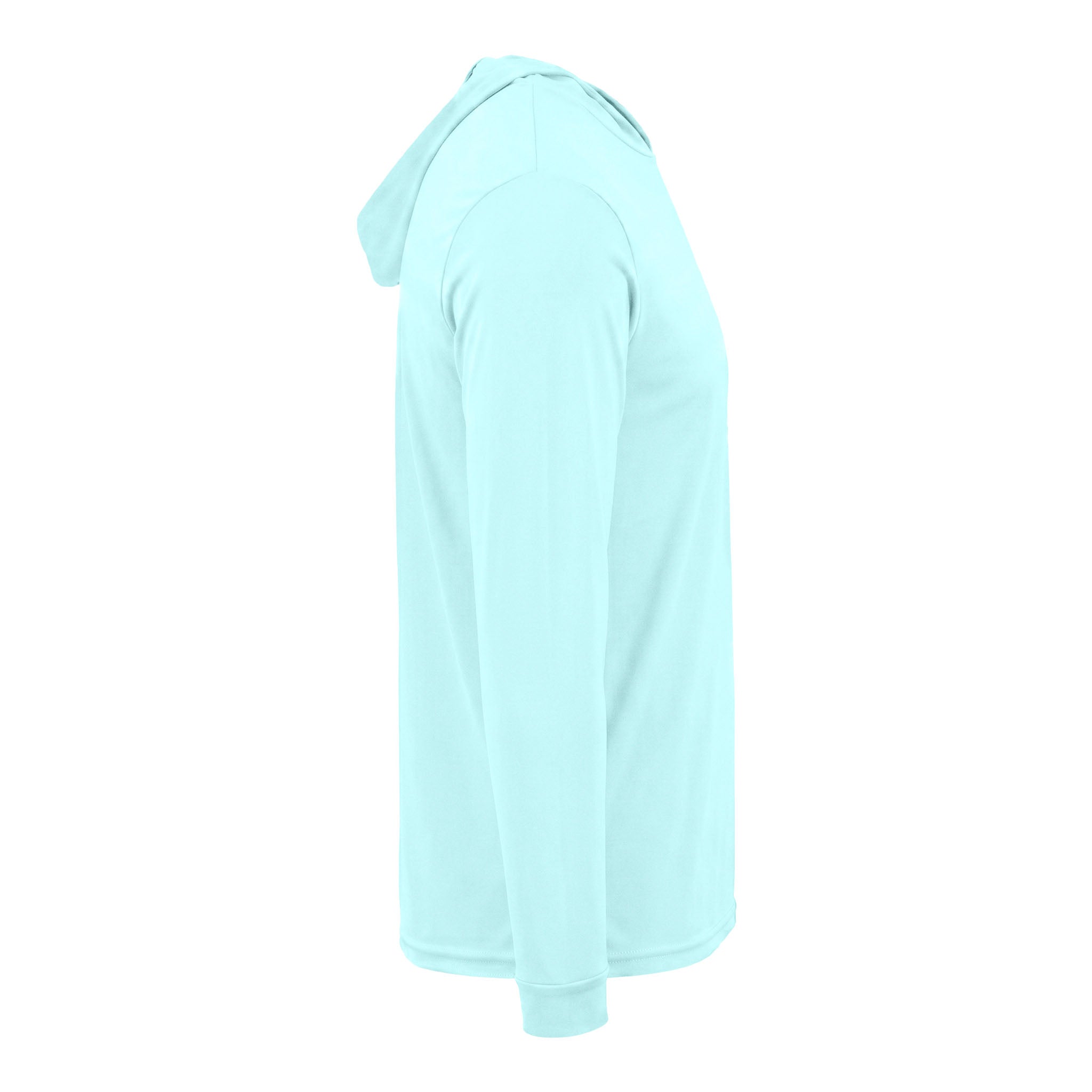 Paragon 220 custom long sleeve t-shirt in aqua blue, right side view