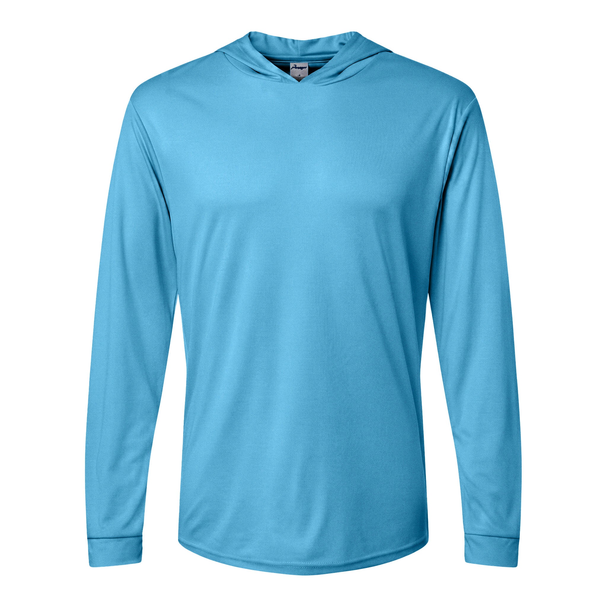 Paragon 220 custom long sleeve t-shirt in bimini blue, front view