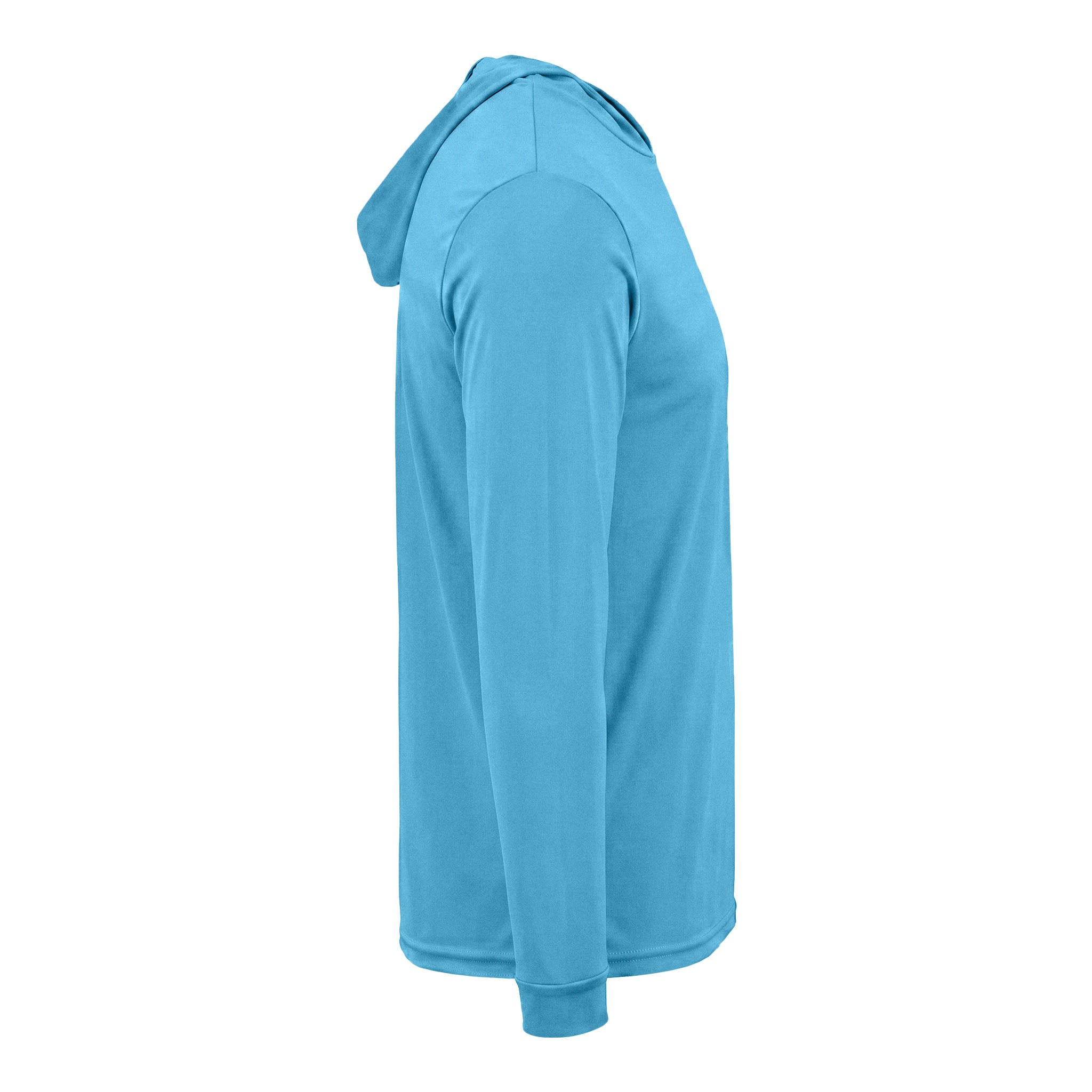 Paragon 220 custom long sleeve t-shirt in bimini blue, right side view