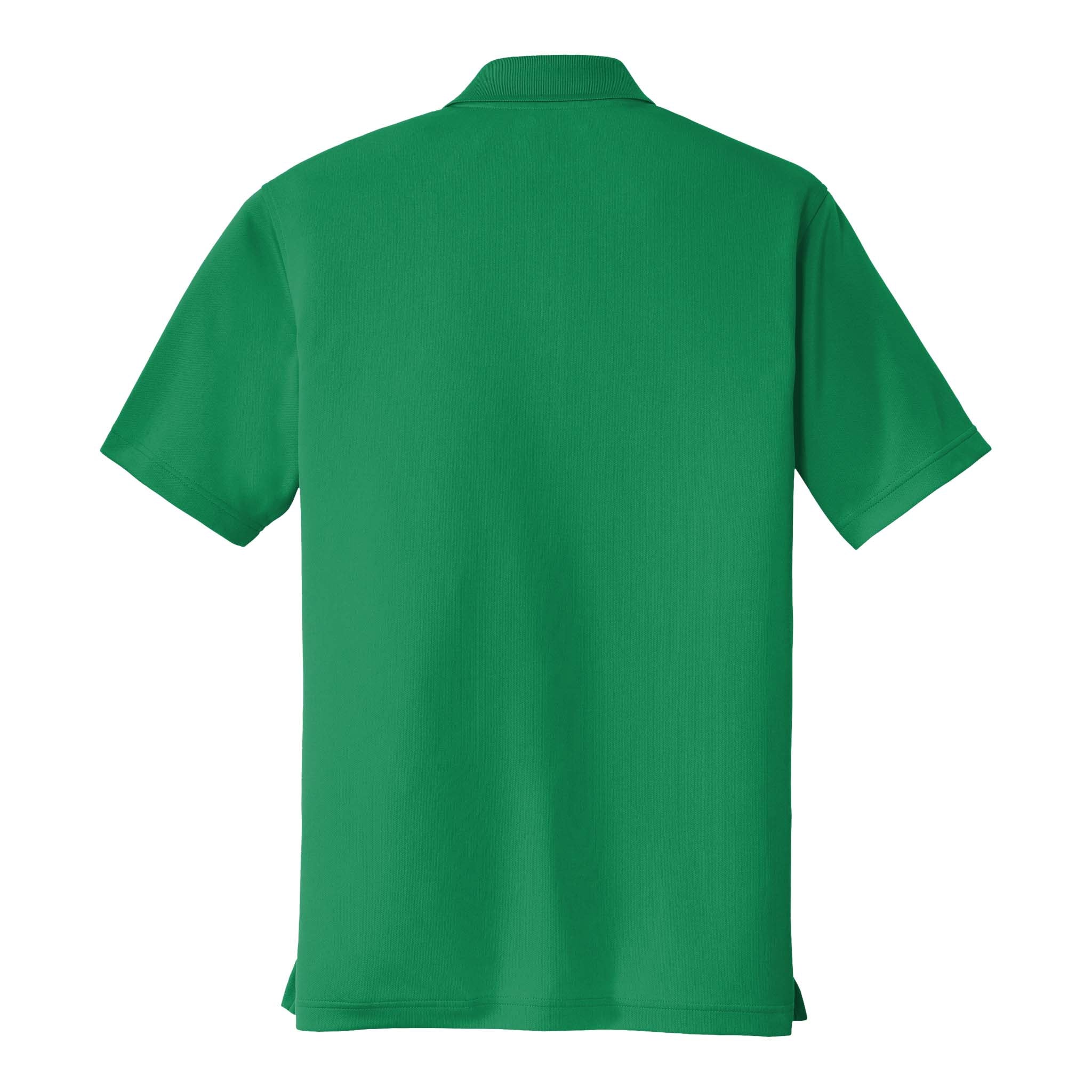 Port Authority K110 custom polo in bright kelly green, back view