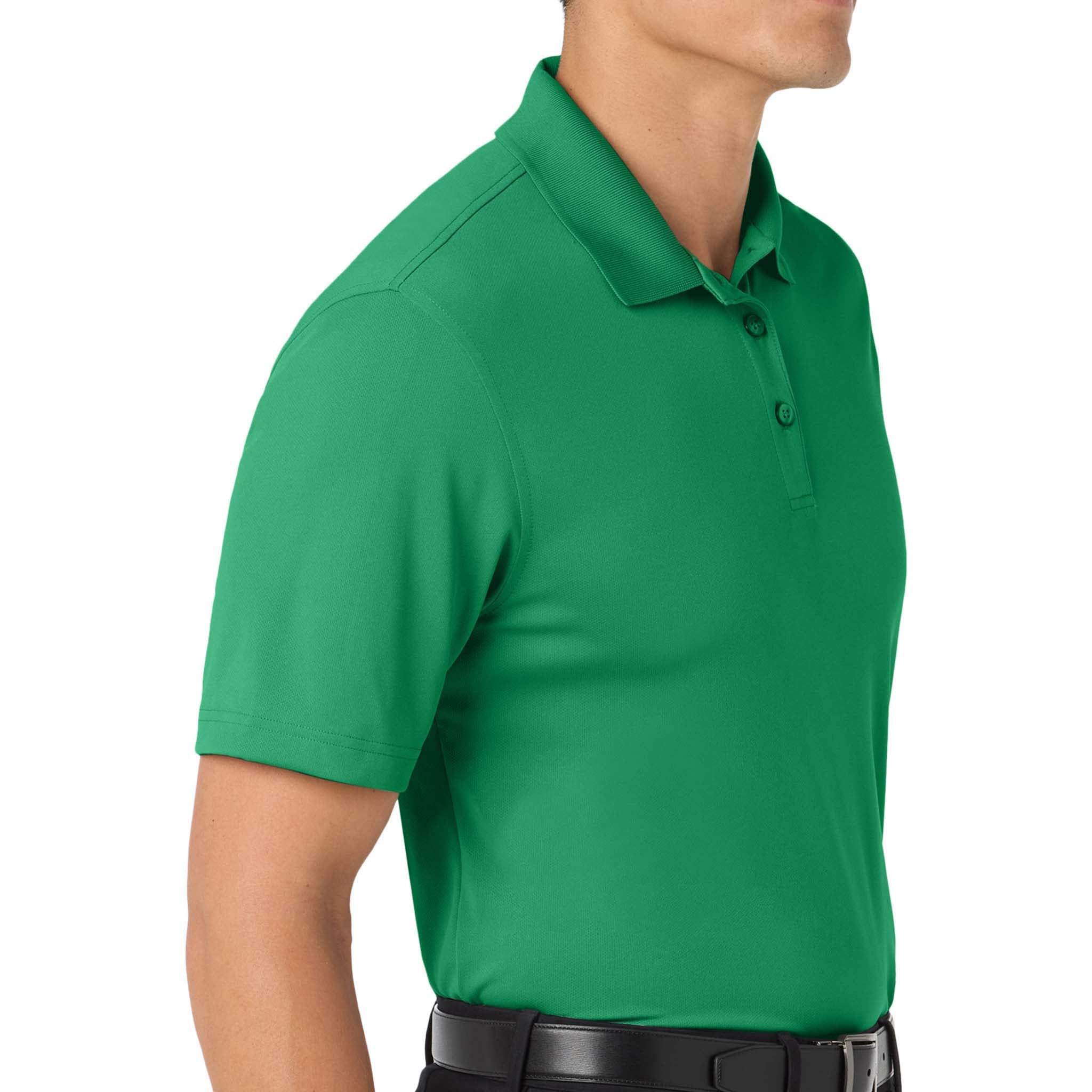 Port Authority K110 custom polo in bright kelly green, right side view