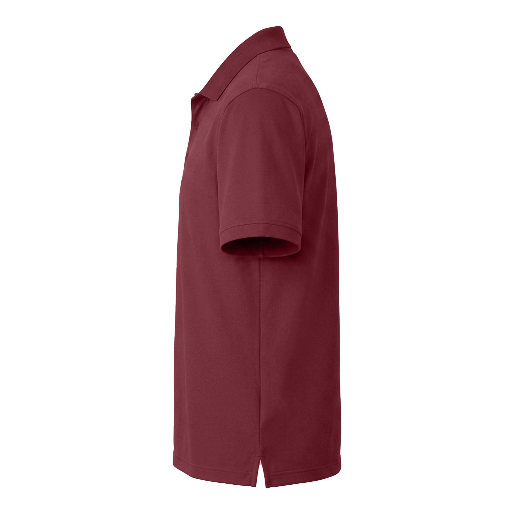 Port Authority K110 custom polo in burgundy, left side view