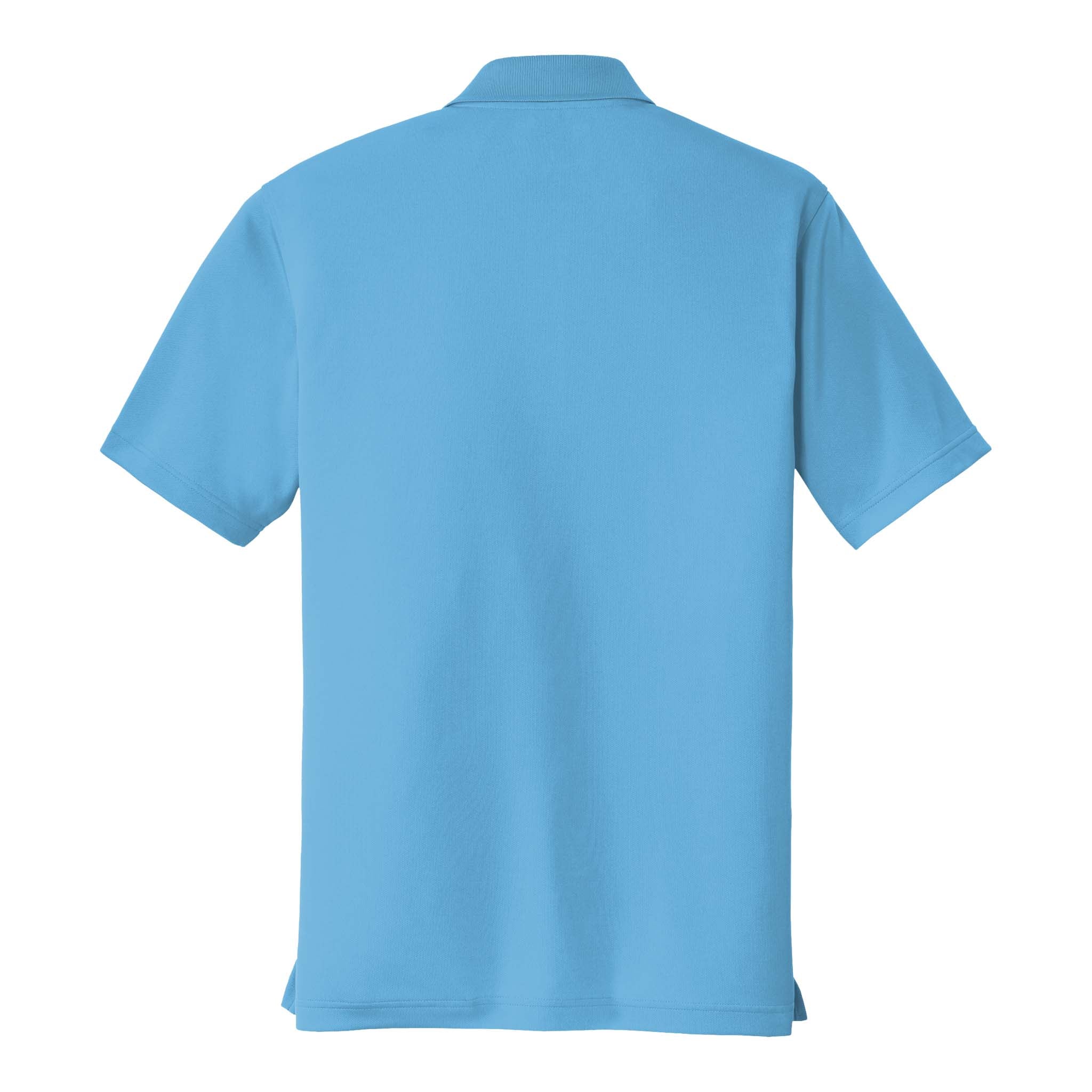 Port Authority K110 custom polo in carolina blue, back view