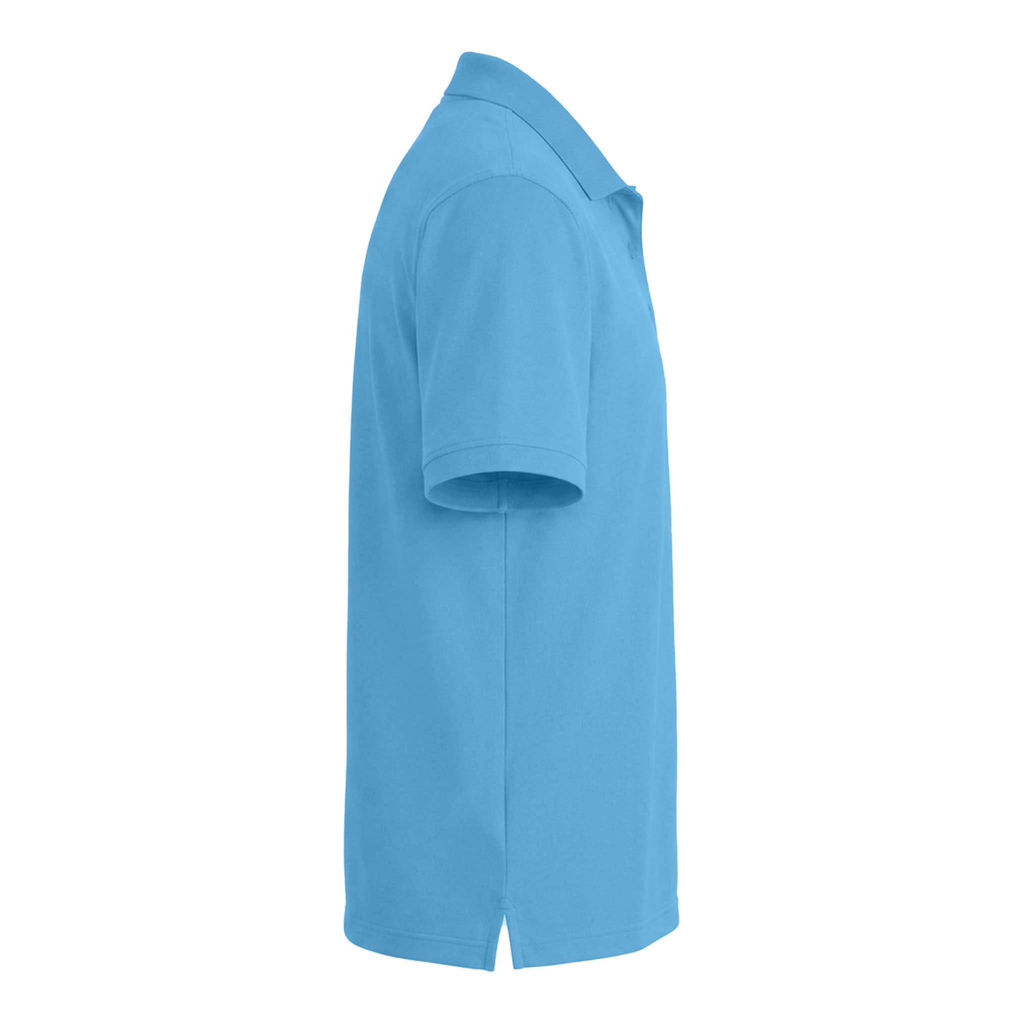 Port Authority K110 custom polo in carolina blue, right side view