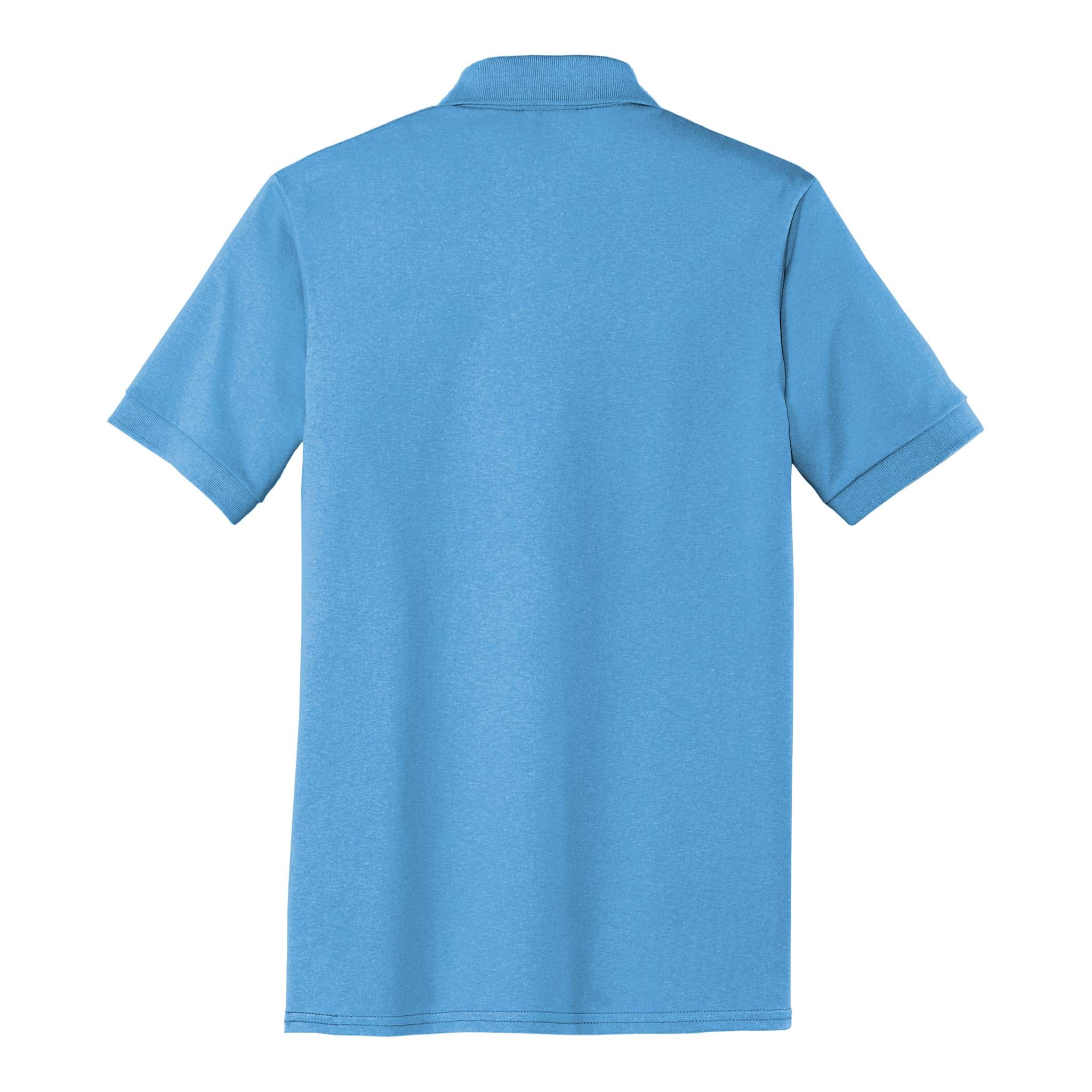 Port & Co KP55 custom polo in aquatic blue, back view