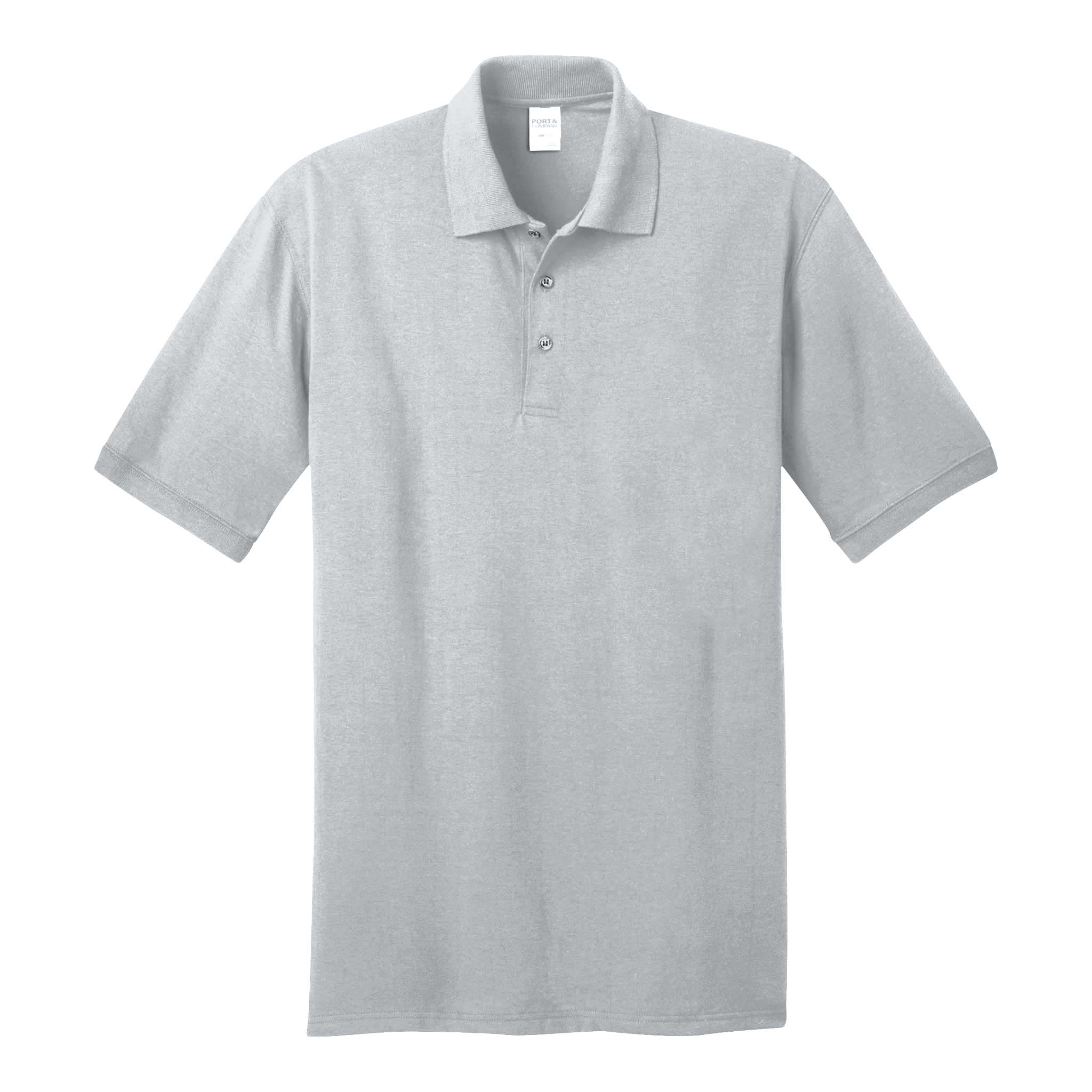 Port & Co KP55 custom polo in ash, front view