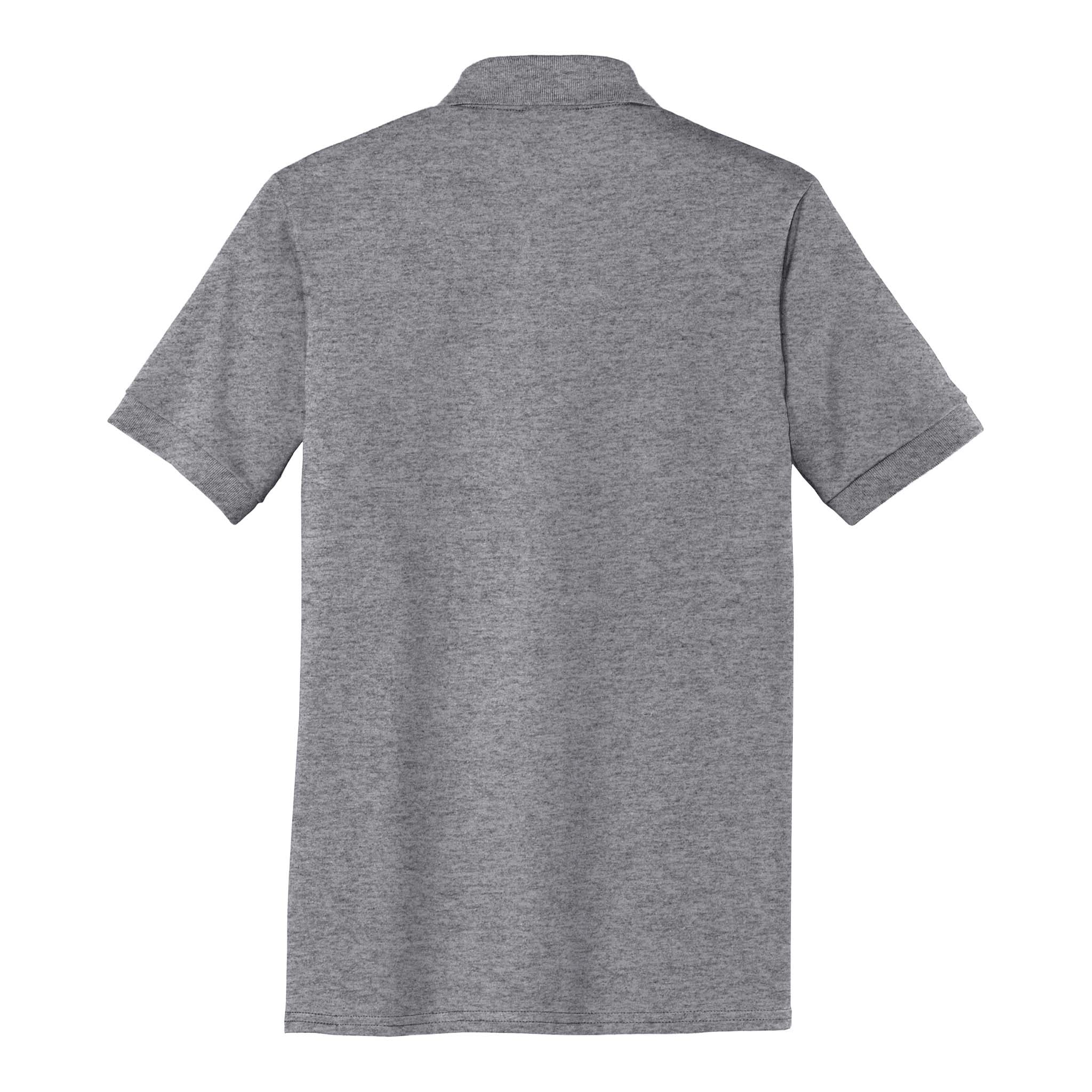 Port & Co KP55 custom polo in athletic heather, back view