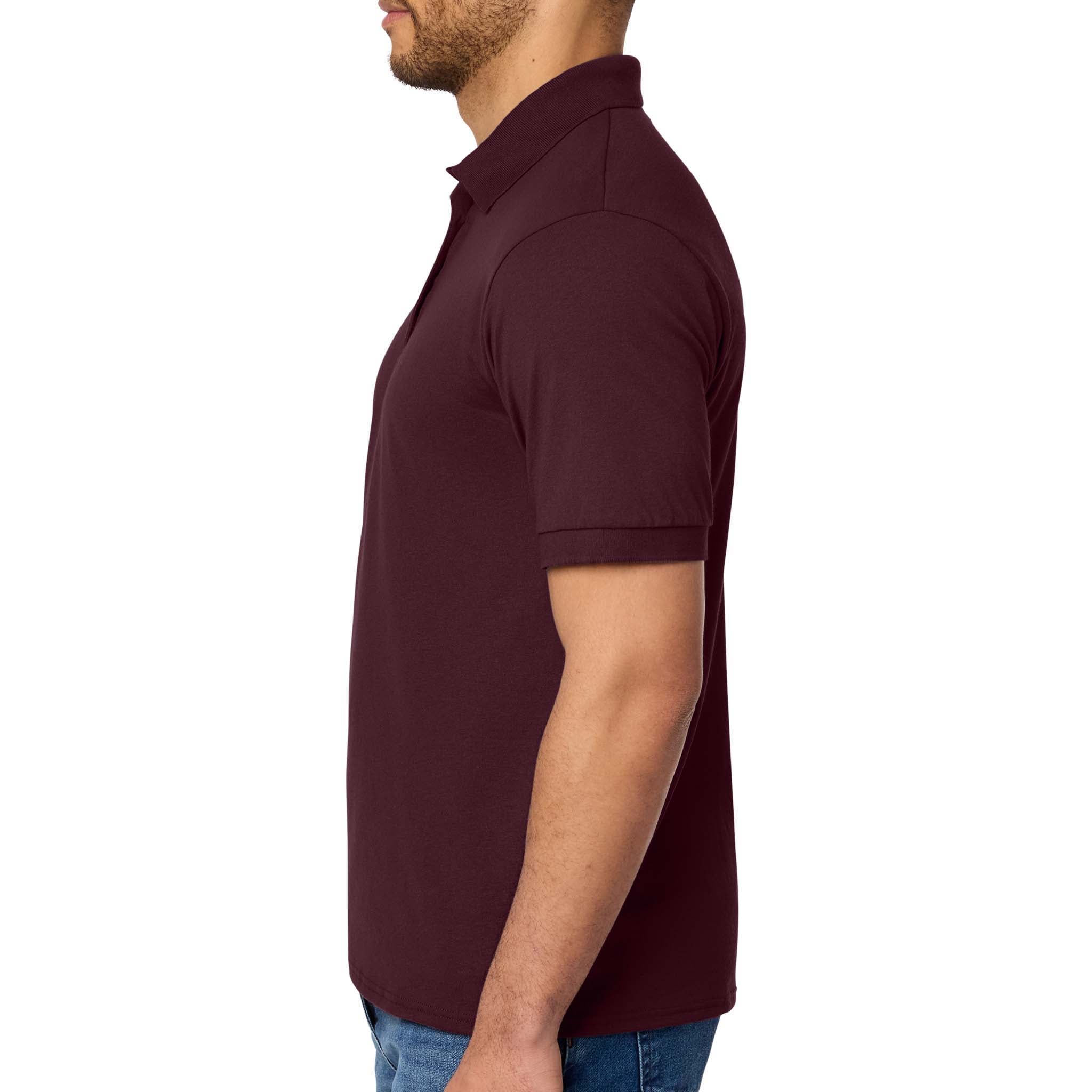 Port & Co KP55 custom polo in athletic maroon, left side view