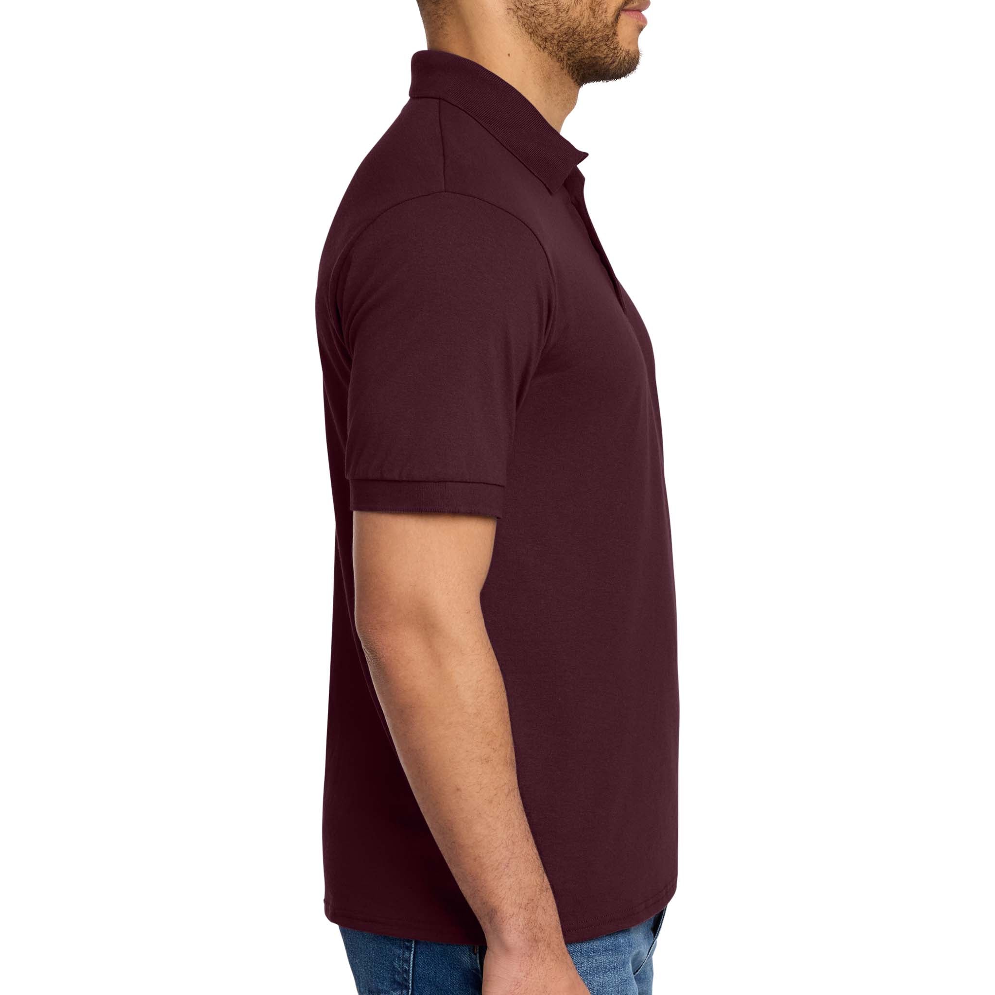 Port & Co KP55 custom polo in athletic maroon, right side view