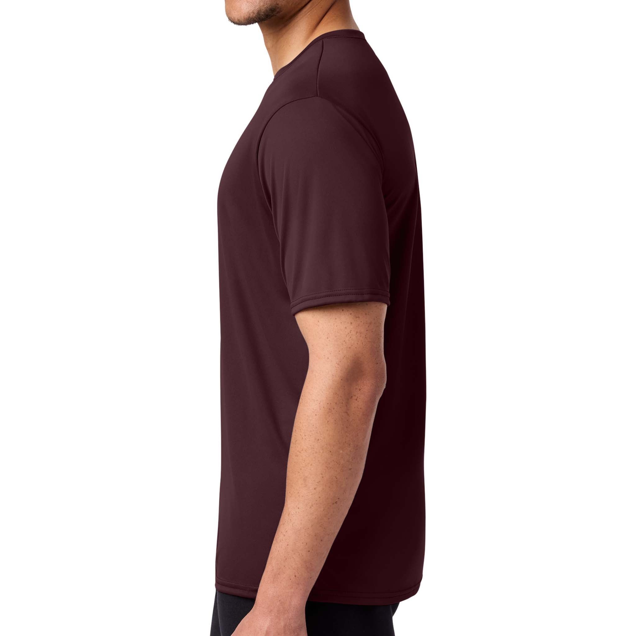 Port & Co PC380 custom short sleeve t-shirt in athletic maroon, left side view