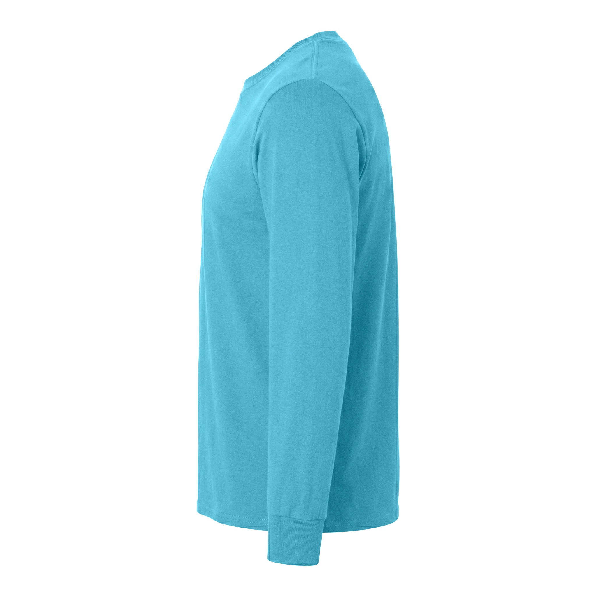 Port & Co PC54LS custom long sleeve t-shirt in aquatic blue, left side view