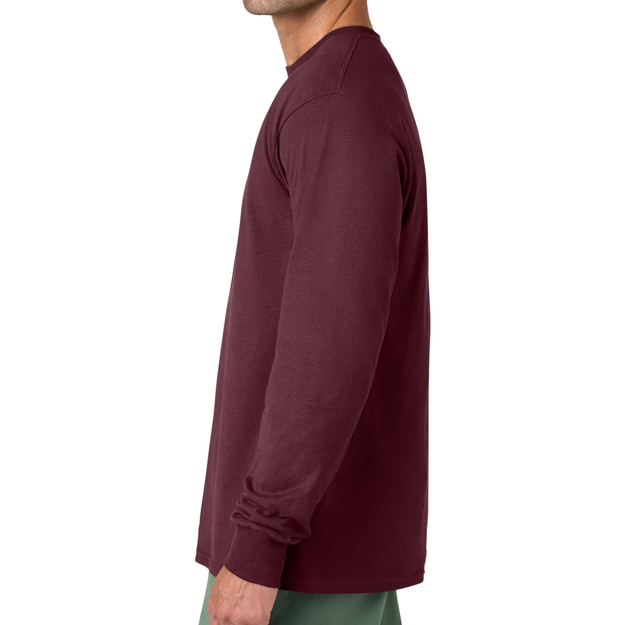Port & Co PC54LS custom long sleeve t-shirt in athletic maroon, left side view