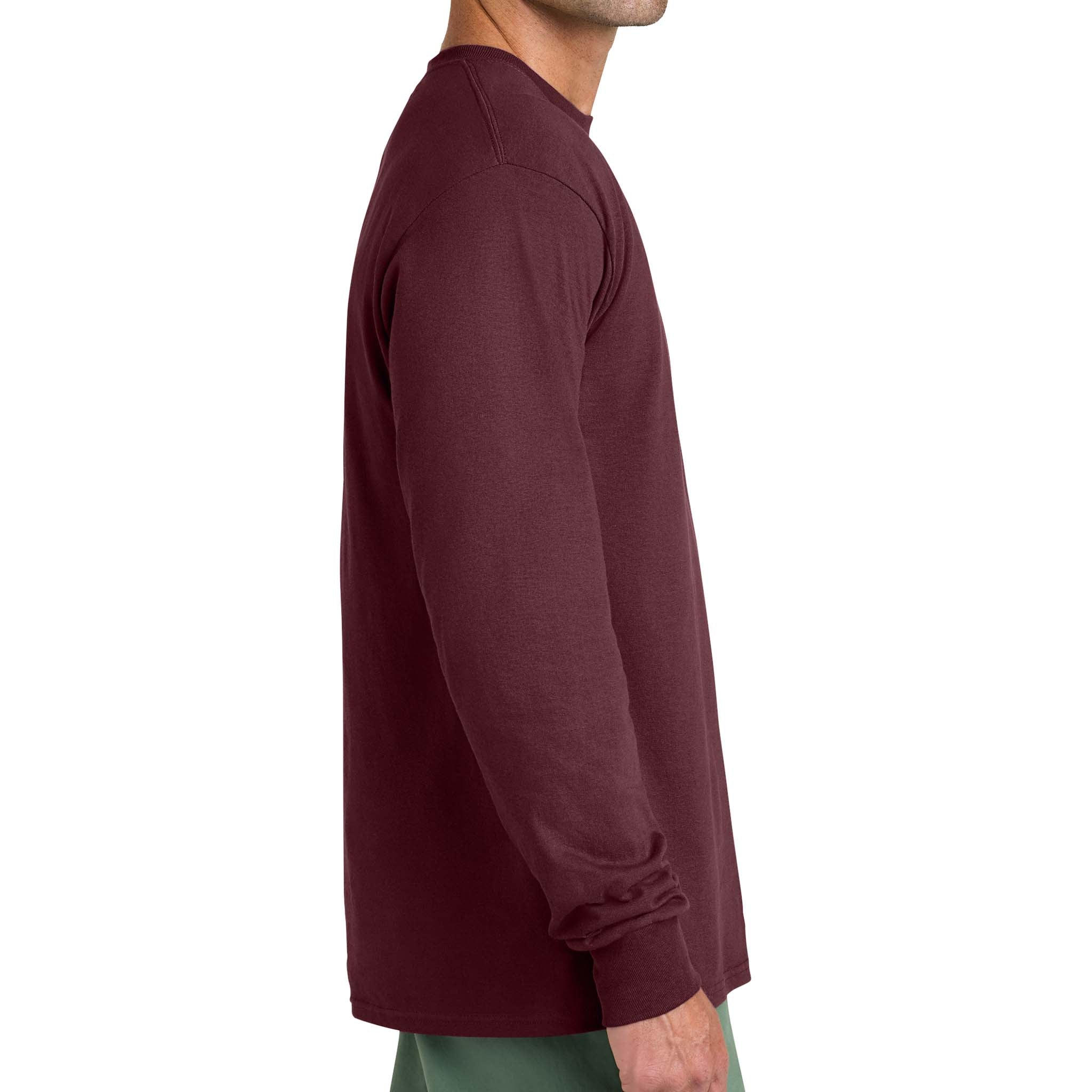 Port & Co PC54LS custom long sleeve t-shirt in athletic maroon, right side view