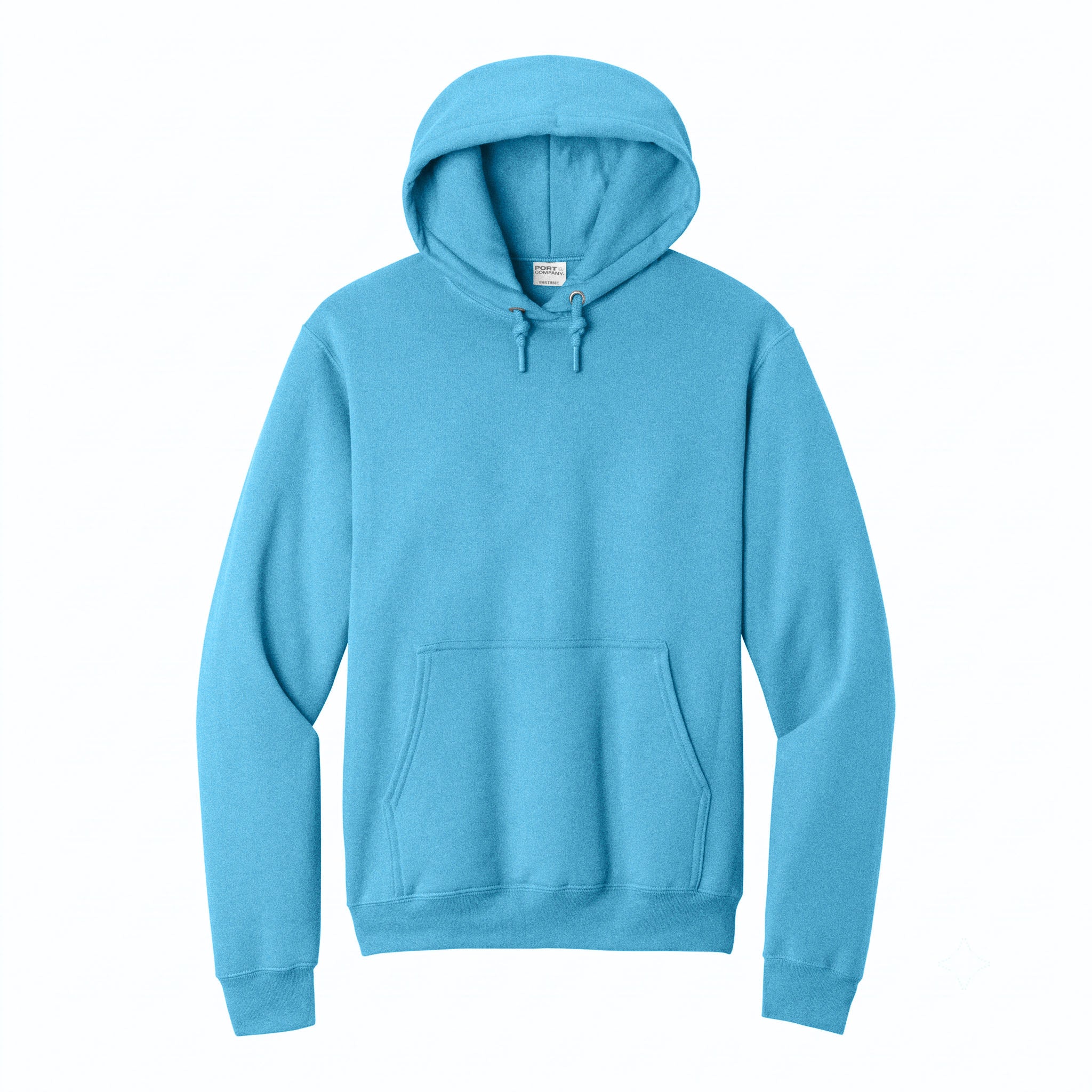 Port & Co PC78H custom hoodie in aquatic blue, front view