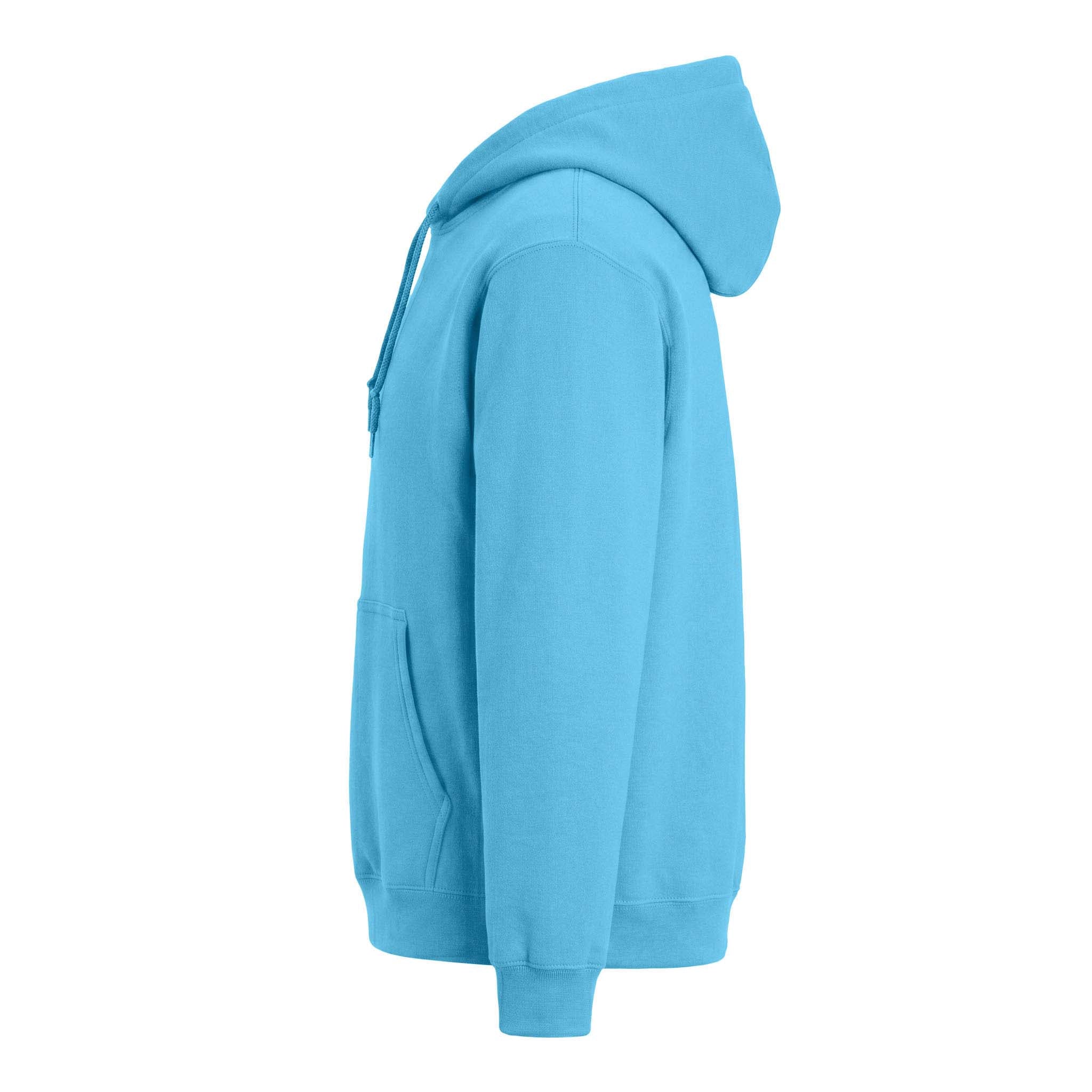 Port & Co PC78H custom hoodie in aquatic blue, left side view