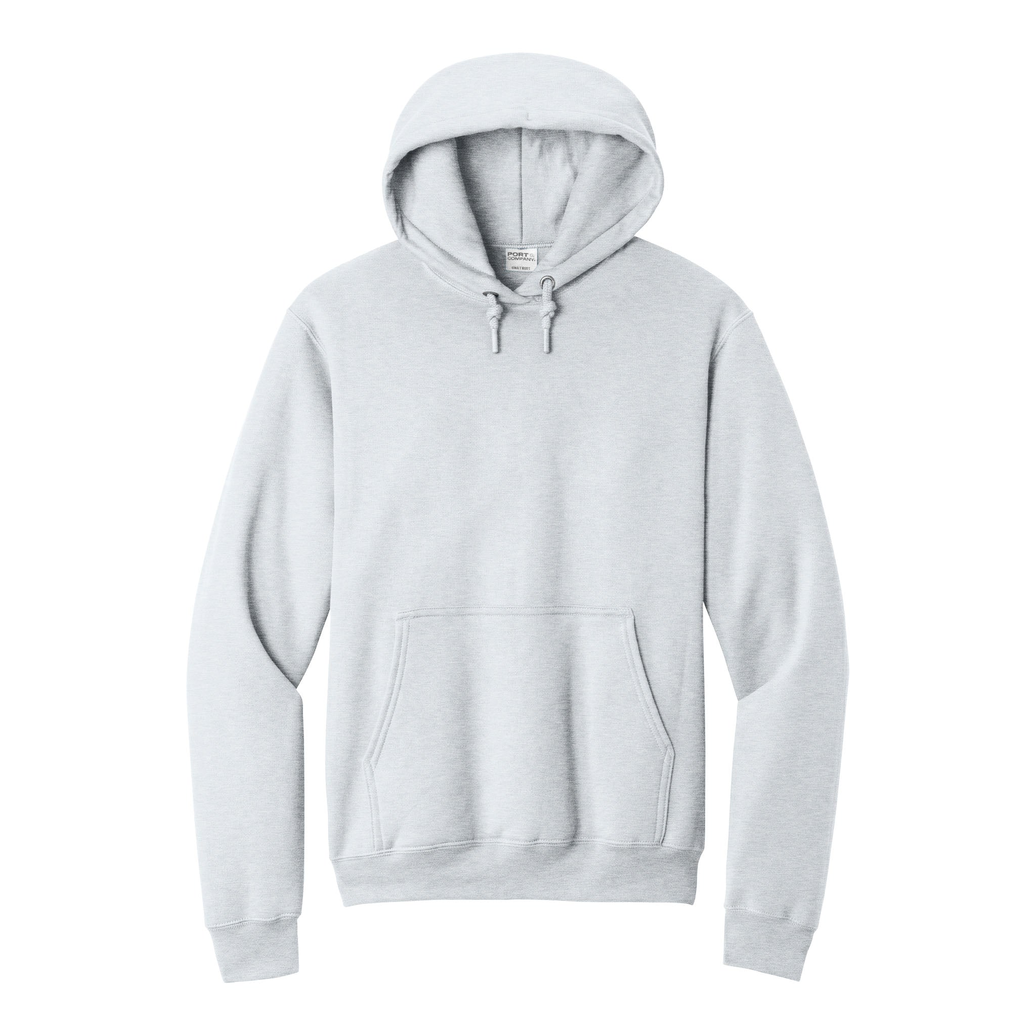 Port & Co PC78H custom hoodie in ash, front view