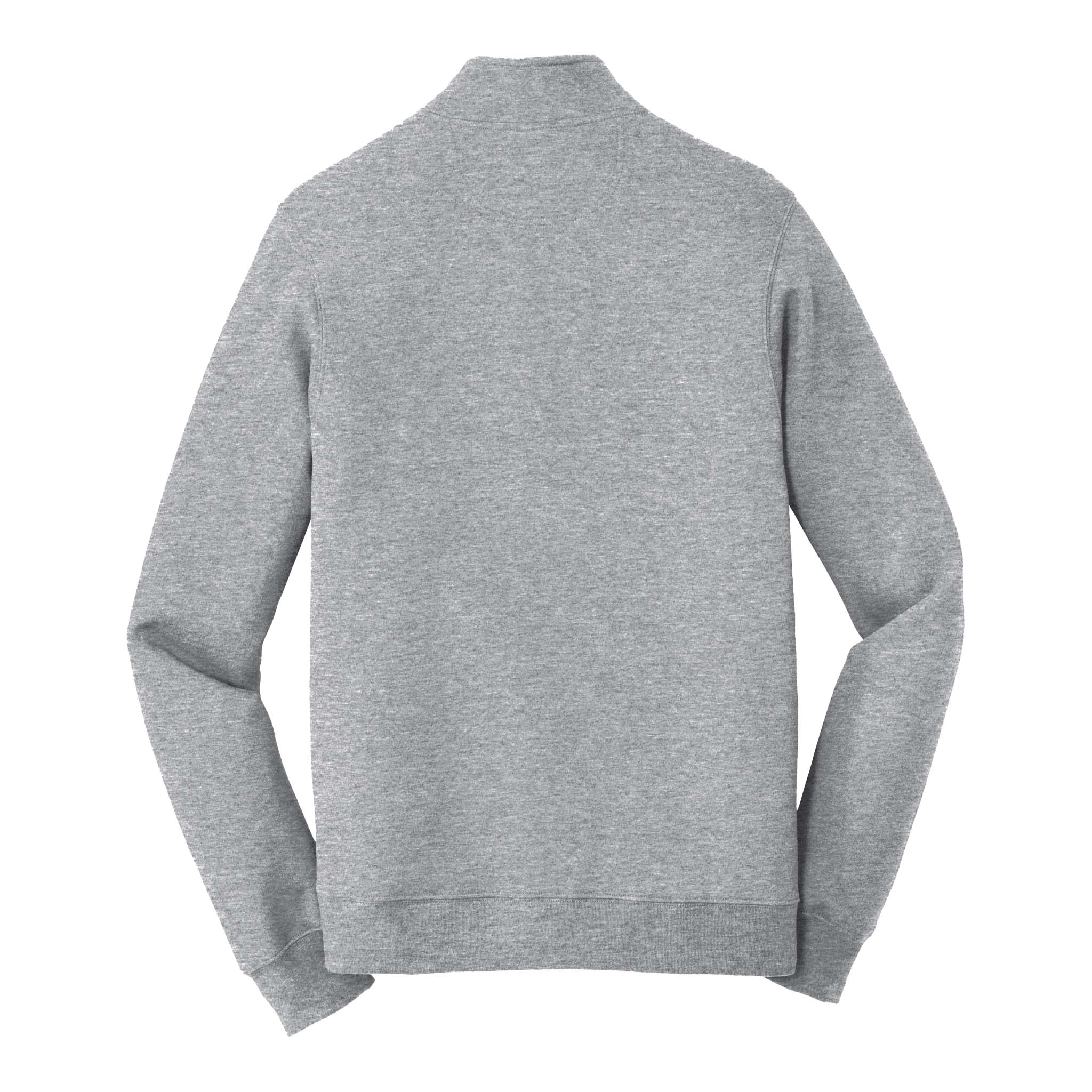 Port & Co PC850Q custom quarter-zip in athletic heather, back view