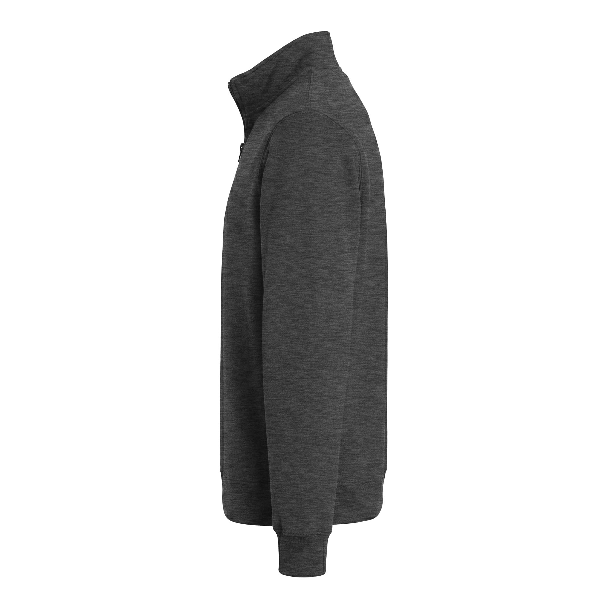 Port & Co PC850Q custom quarter-zip in dark heather grey, left side view