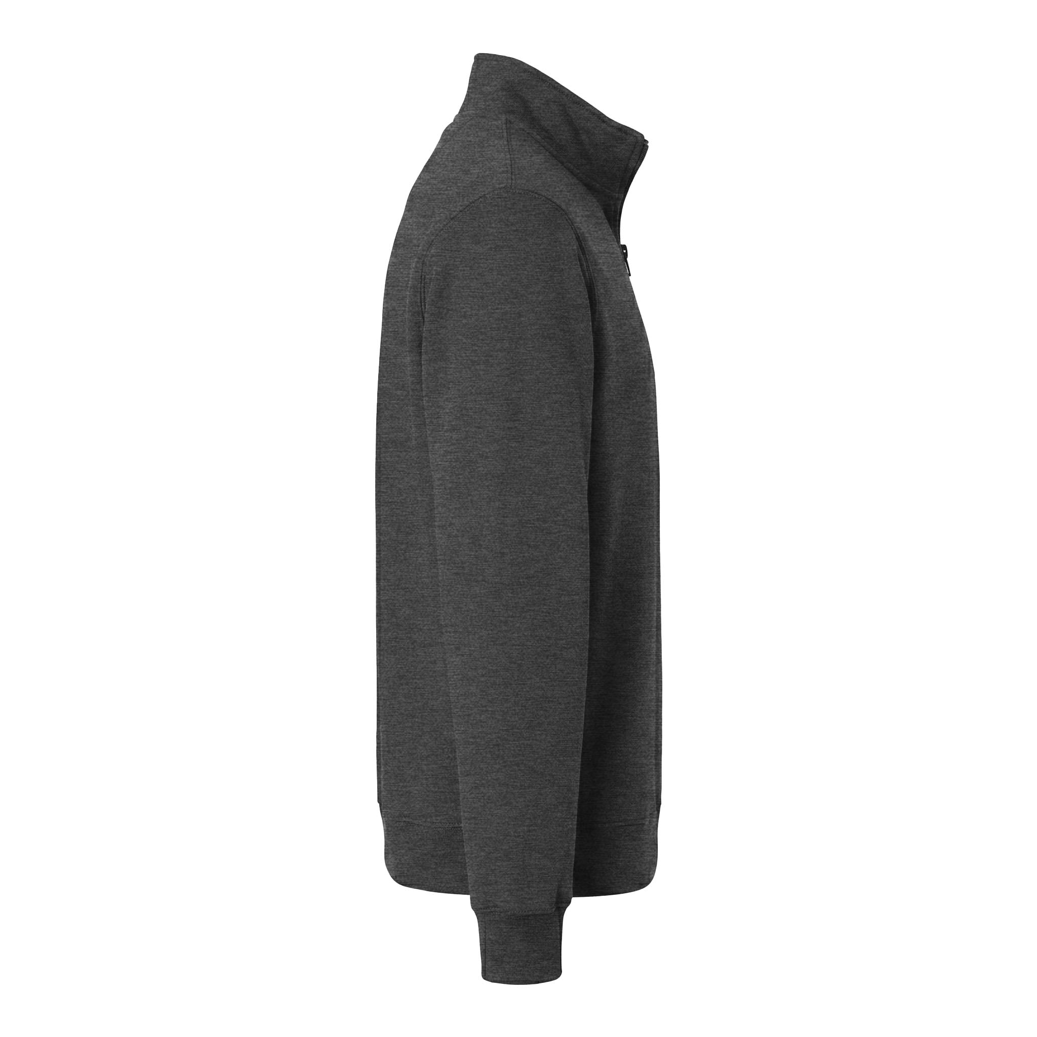 Port & Co PC850Q custom quarter-zip in dark heather grey, right side view