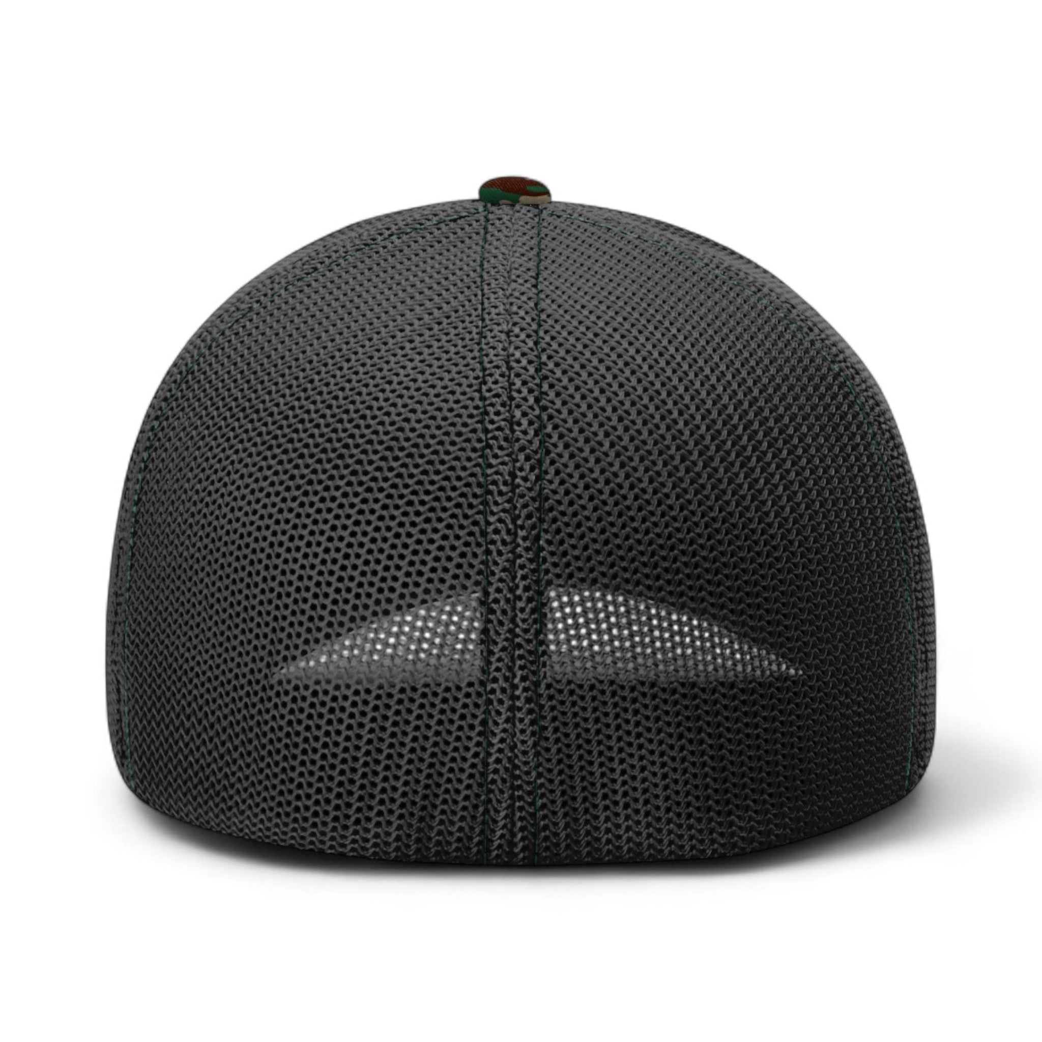 Back view of Richardson 110 custom hat in army camo and black