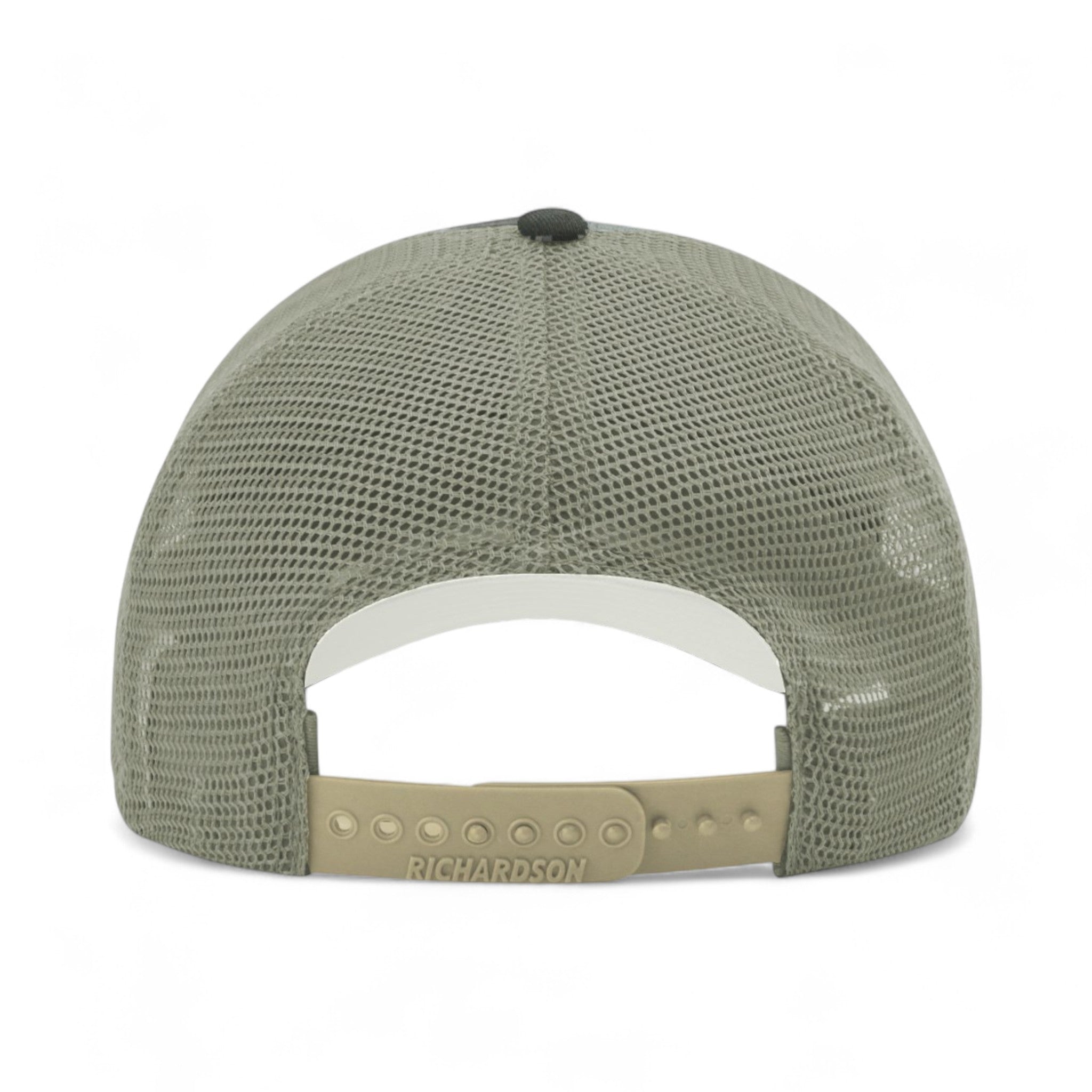 Back view of Richardson 111P custom hat in military digital camo and light green