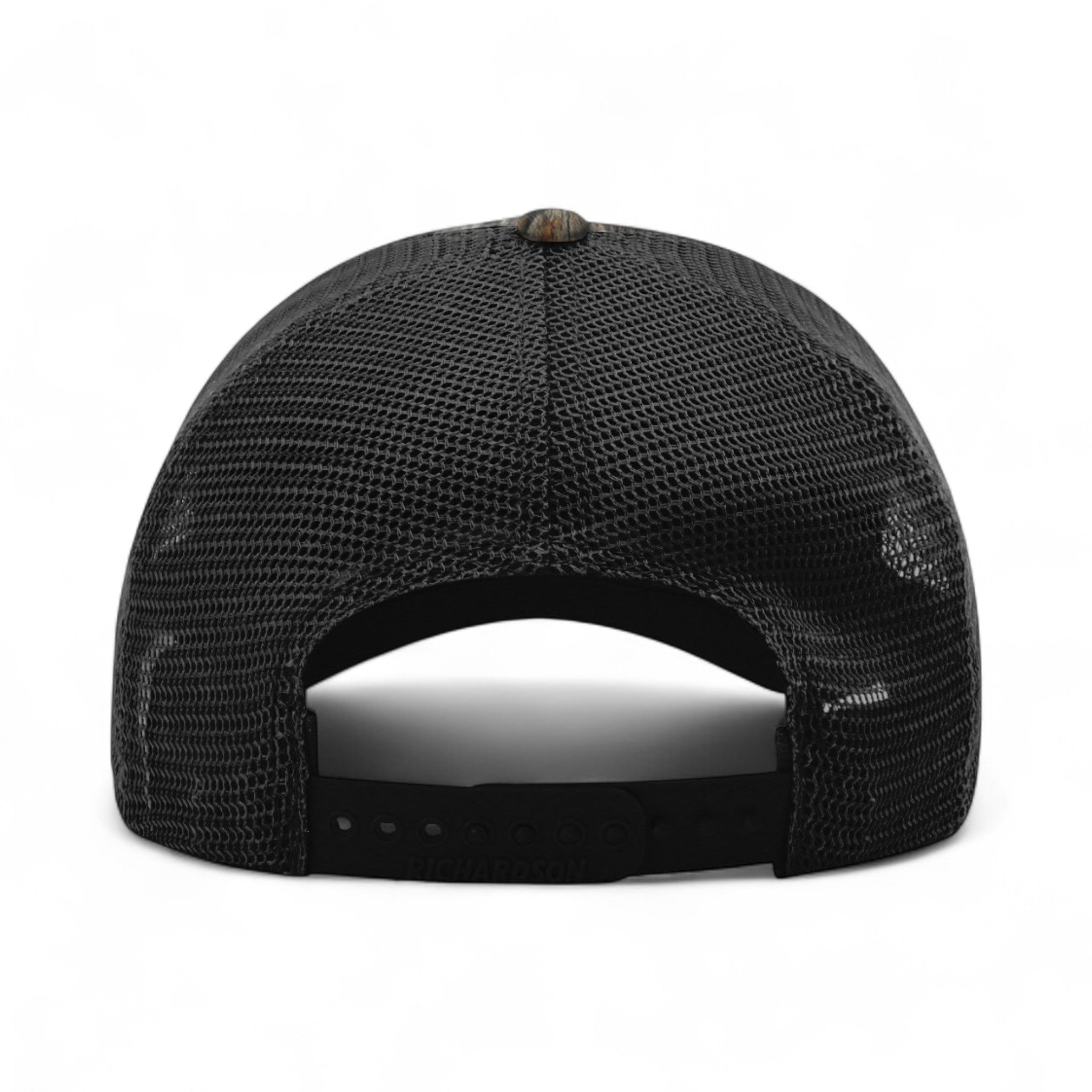 Back view of Richardson 111P custom hat in mossy oak country dna and black