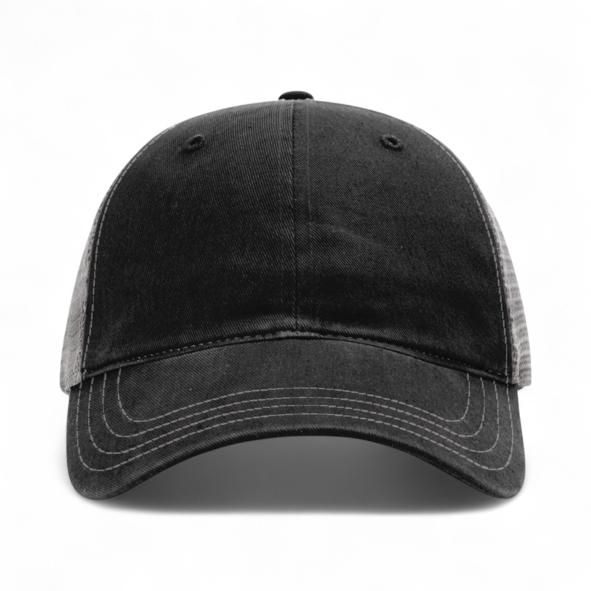 Front view of Richardson 111 custom hat in black and charcoal