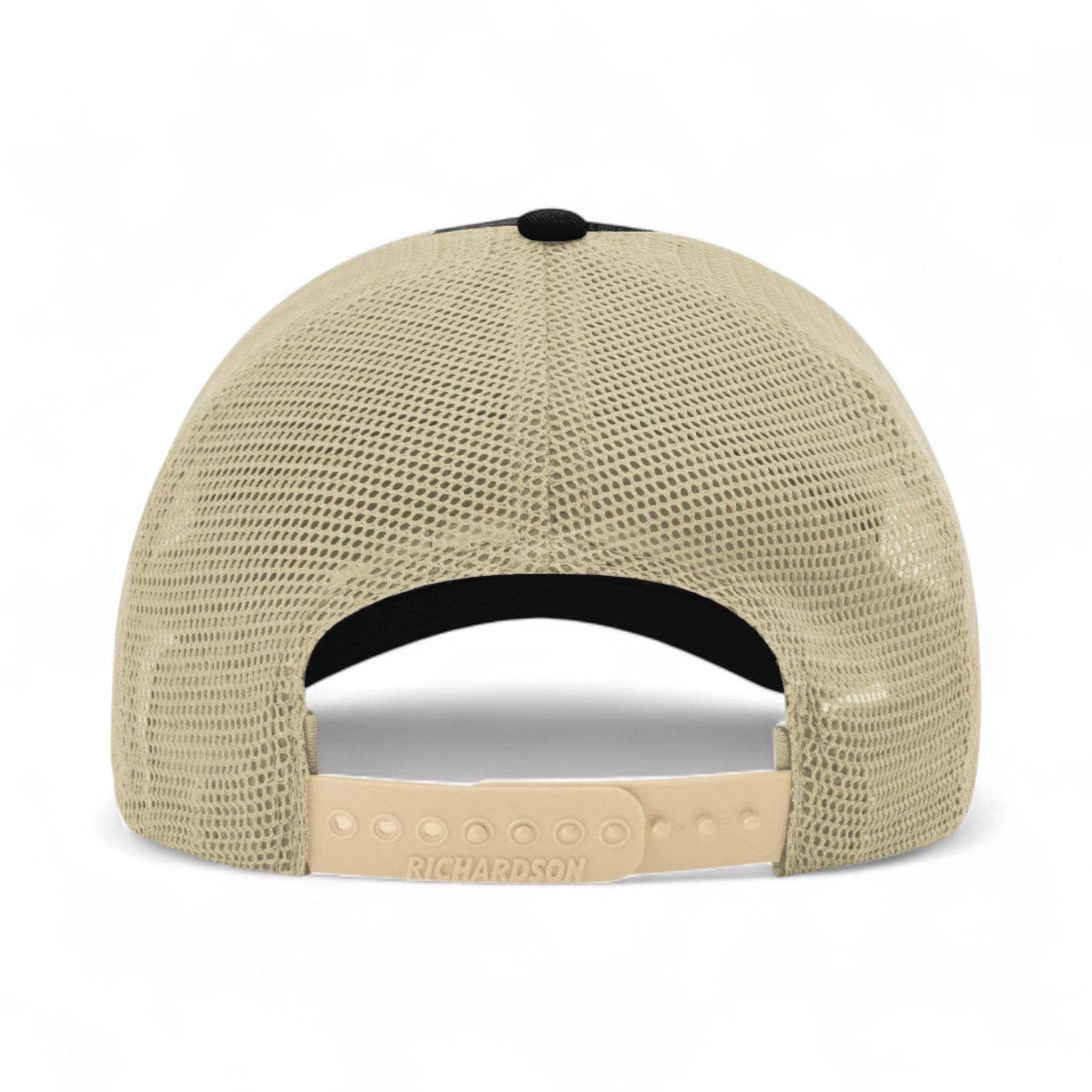 Back view of Richardson 111 custom hat in black and khaki