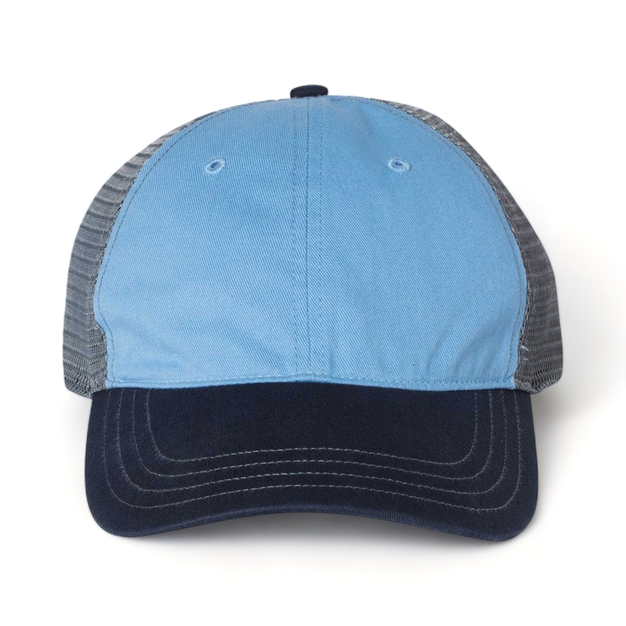 Front view of Richardson 111 custom hat in columbia blue, charcoal and navy