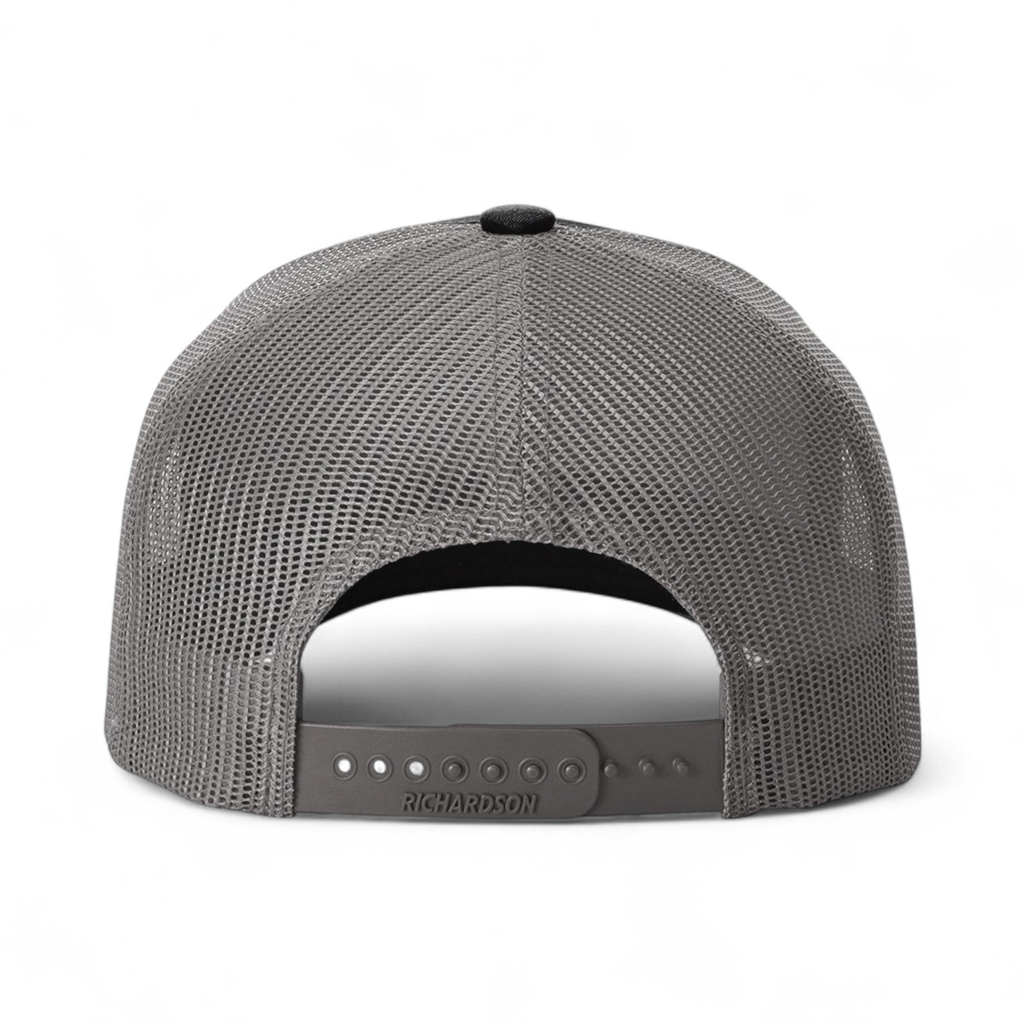 Back view of Richardson 112FPR custom hat in black and charcoal
