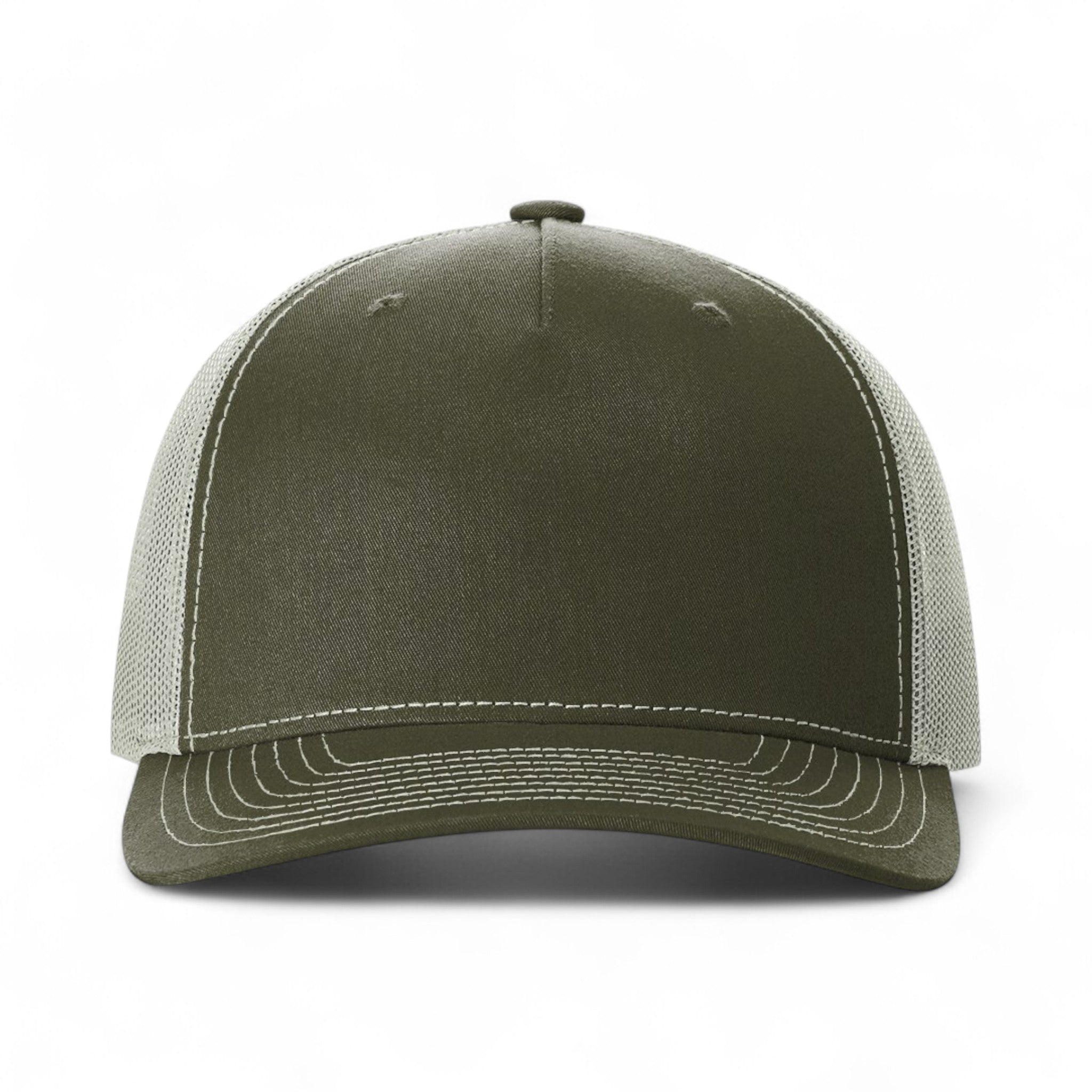Front view of Richardson 112FP custom hat in beetle and quarry