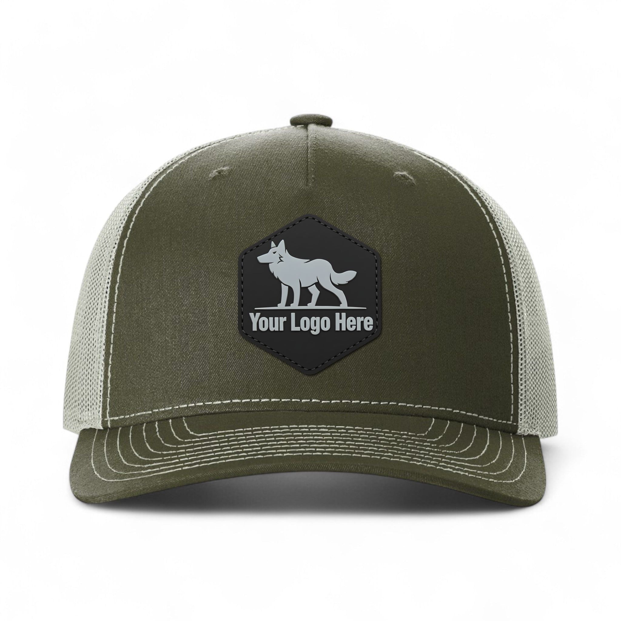 PVC patch preview of Richardson 112FP custom hat in beetle and quarry